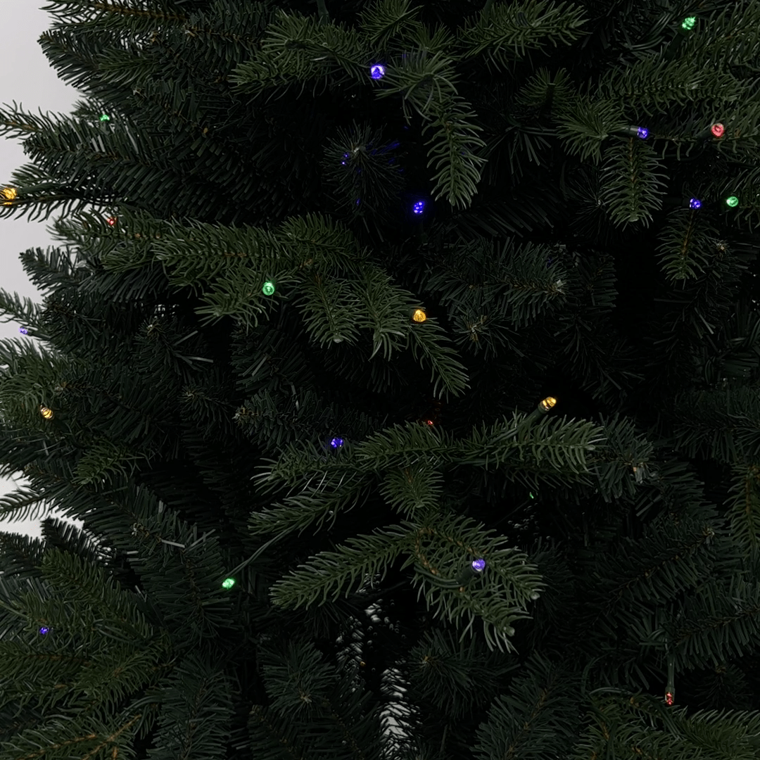 7Ft Balsam Fir Artificial Christmas Tree with 370 warm white & multi color led lights LHL7 - MODA FLORA Santa's Workshop