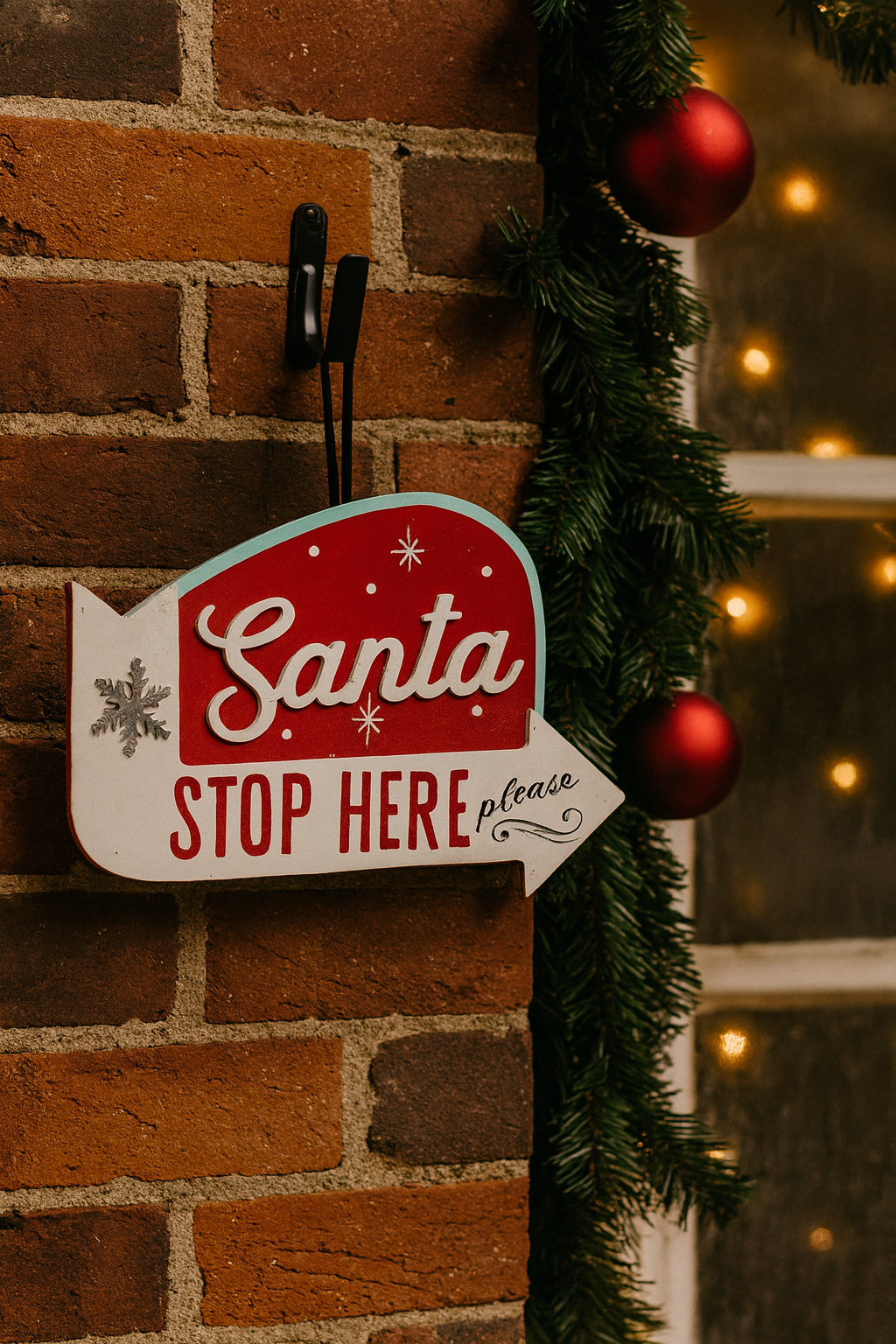 Santa Stop Here Please Arrow Sign 20x30cm 2030003
