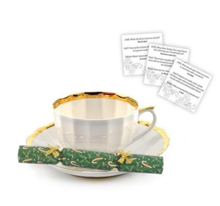 8PCS 4.5" Harvey & Mason Green and Cream Christmas Saucer Crackers