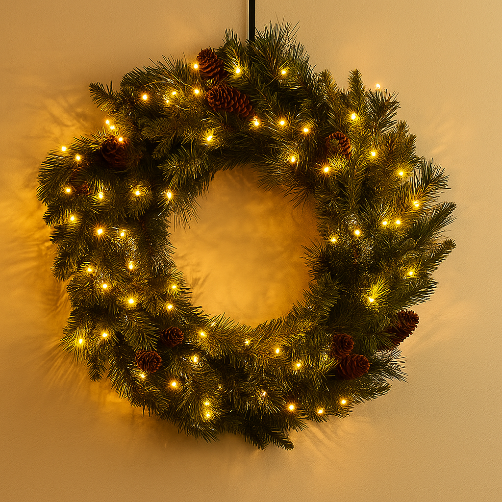 60cm Premium Quality Artificial Wreath with 50 lights HRL24
