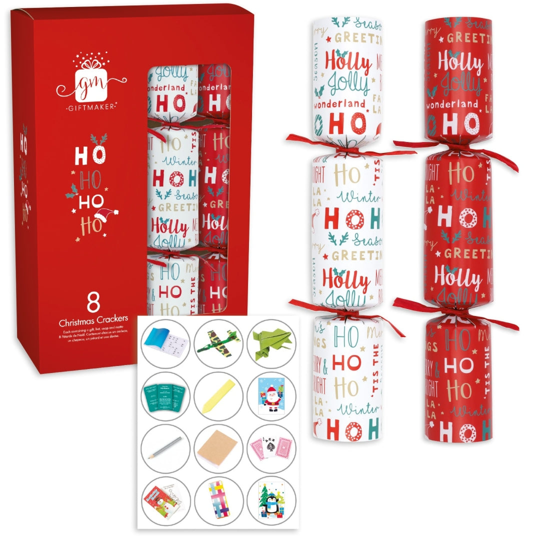 8PCS 12" Ho Ho Ho Christmas Crackers