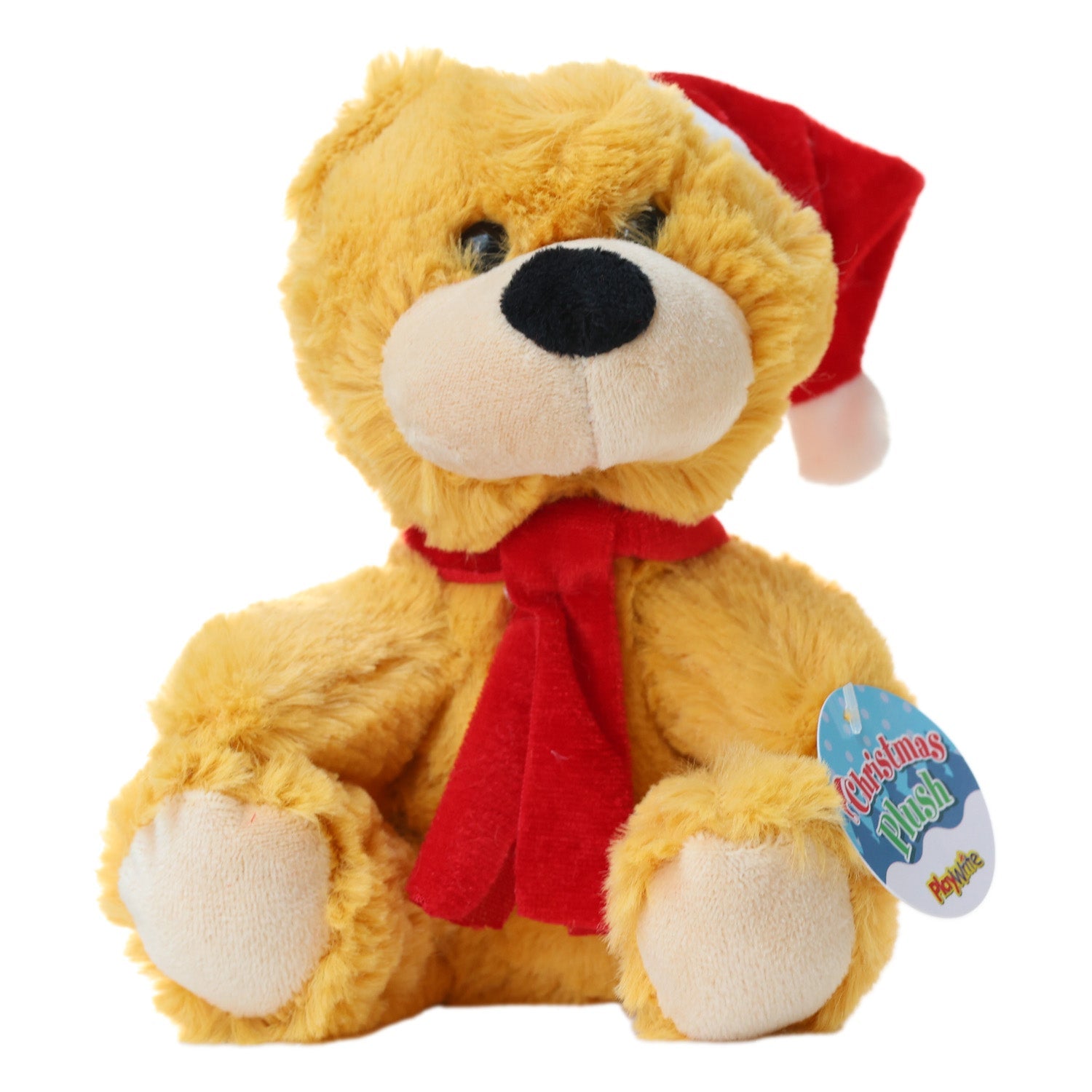 Christmas Plush Teddy Bears with Hat & Scarf - Brown TOY008B - MODA FLORA Santa's Workshop