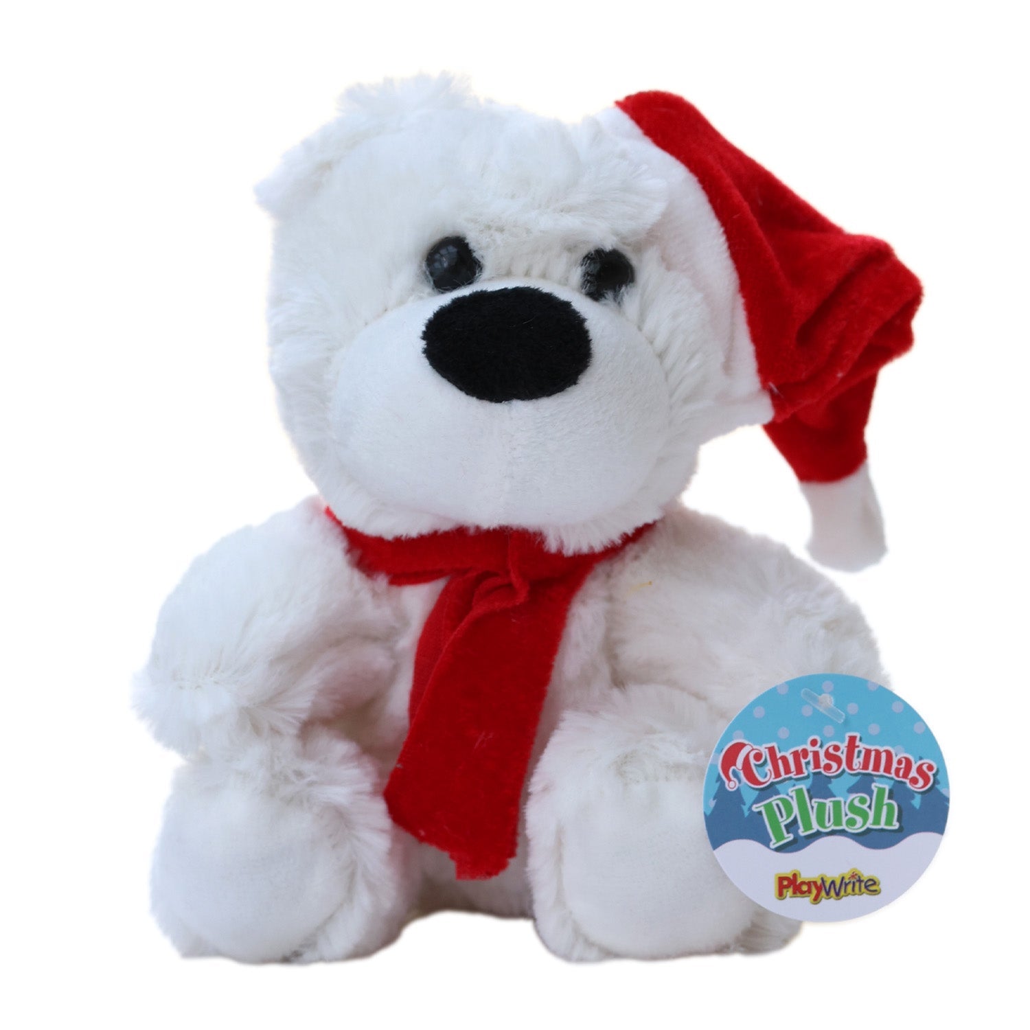Christmas Plush Teddy Bears with Hat & Scarf - White TOY008W - MODA FLORA Santa's Workshop