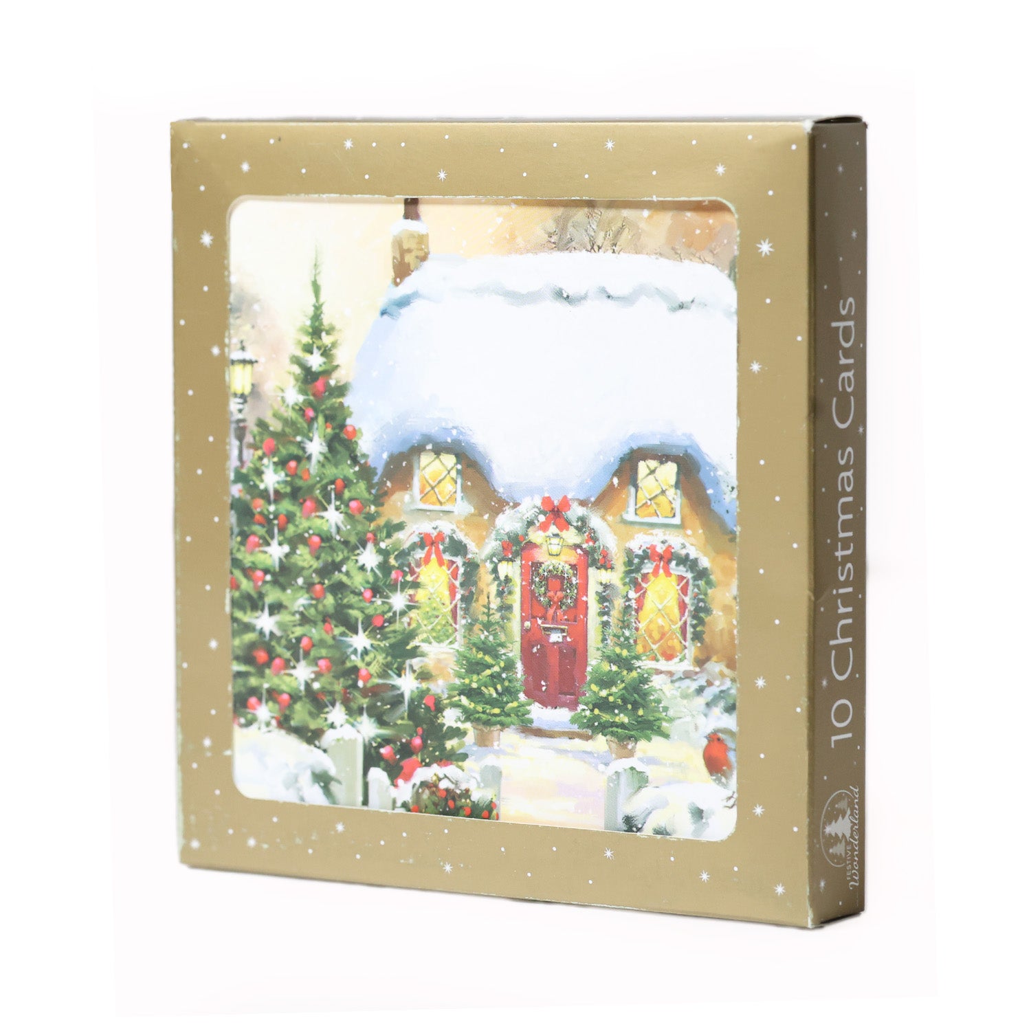 10PCS Cozy Cottage & Festive Robins Christmas Cards CRD007