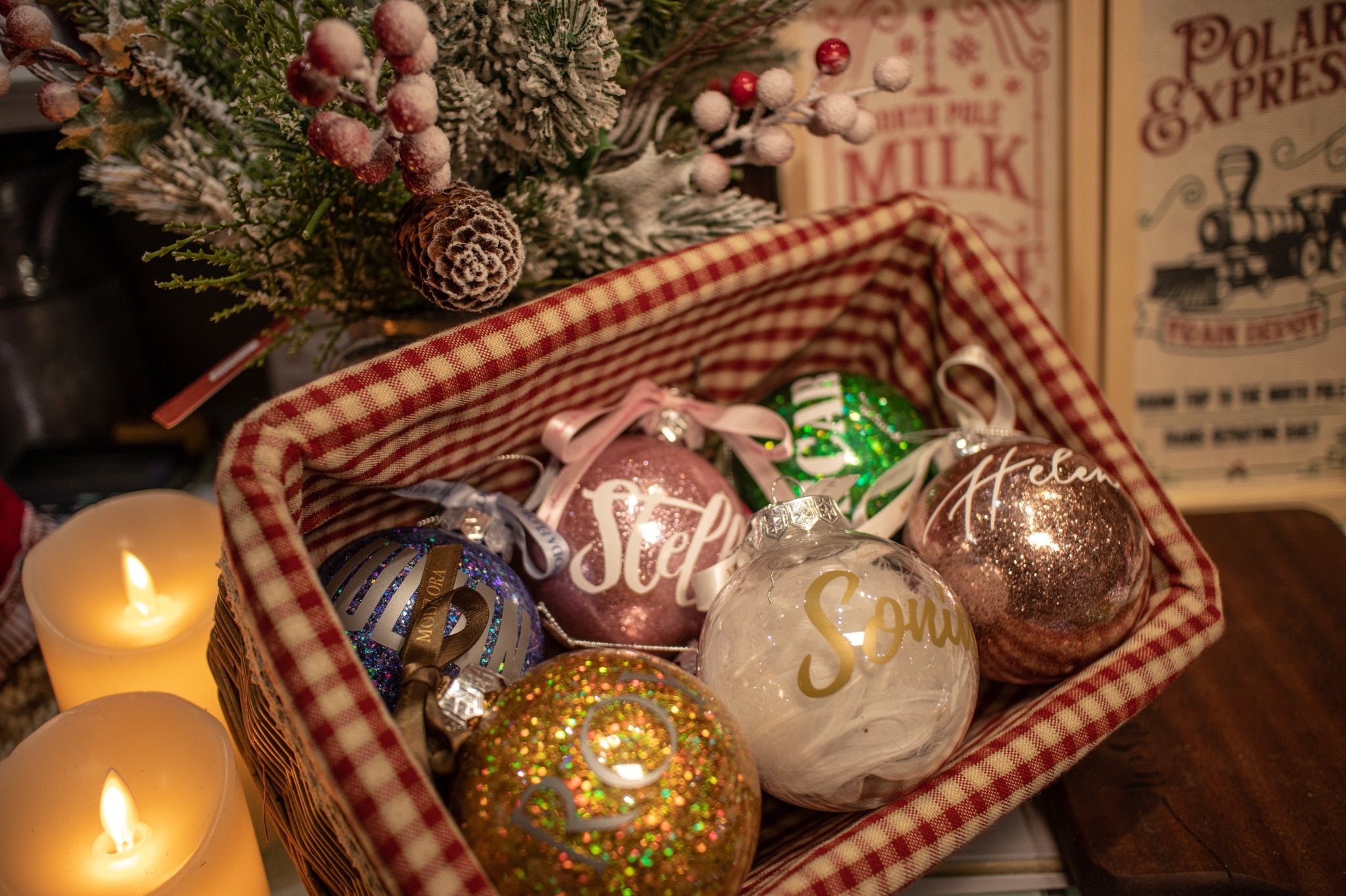 Personalised Shatterproof Christmas Ball Ornament - MODA FLORA Santa's Workshop