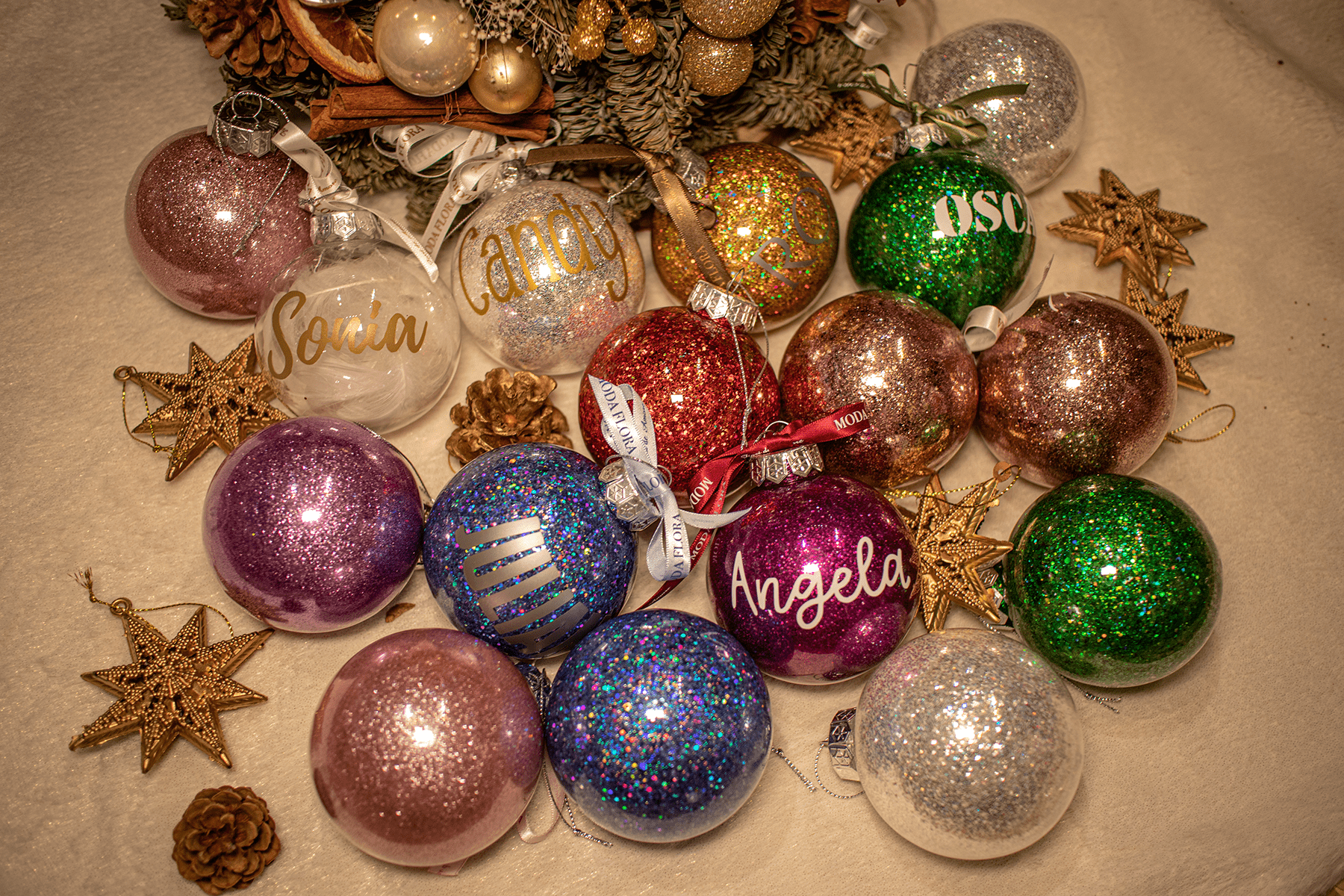 Personalised Shatterproof Christmas Ball Ornament - MODA FLORA Santa's Workshop