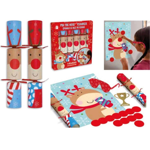 6PCS 12"Pin The Nose Christmas Crackers CRK1206-009
