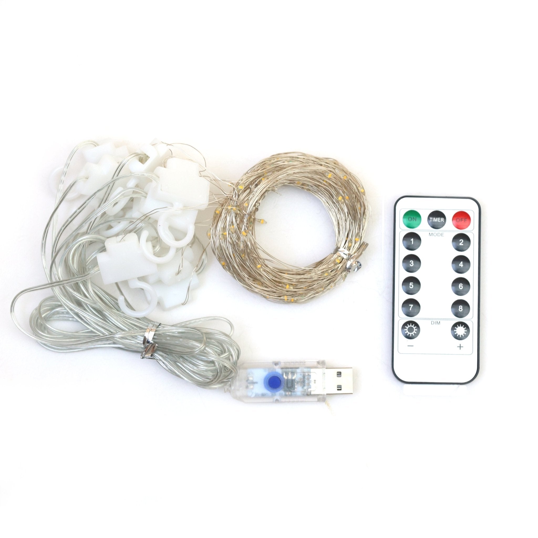 USB Operated Curtain LED Lights with remote control - MODA FLORA Santa's Workshop