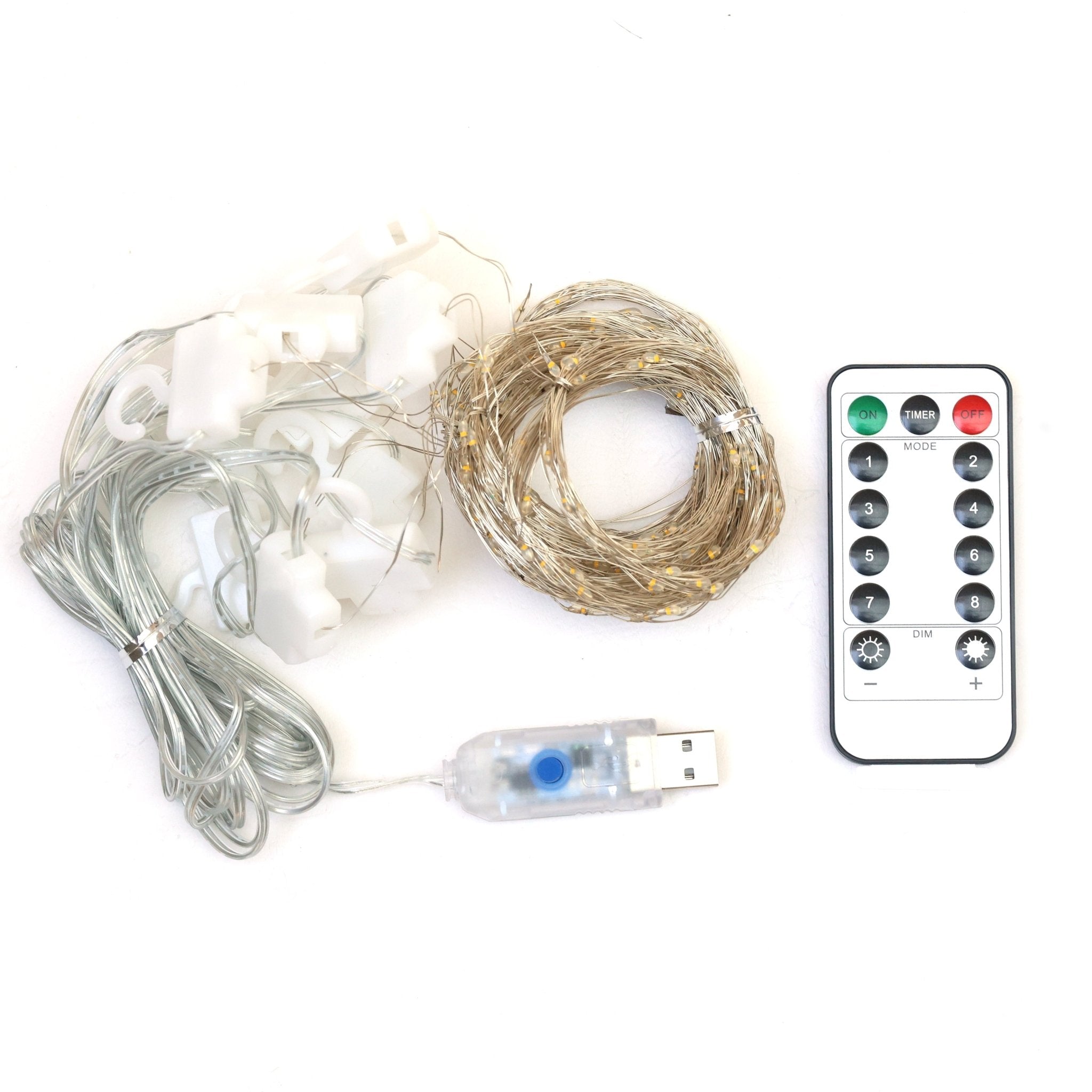 USB Operated Curtain LED Lights with remote control - MODA FLORA Santa's Workshop