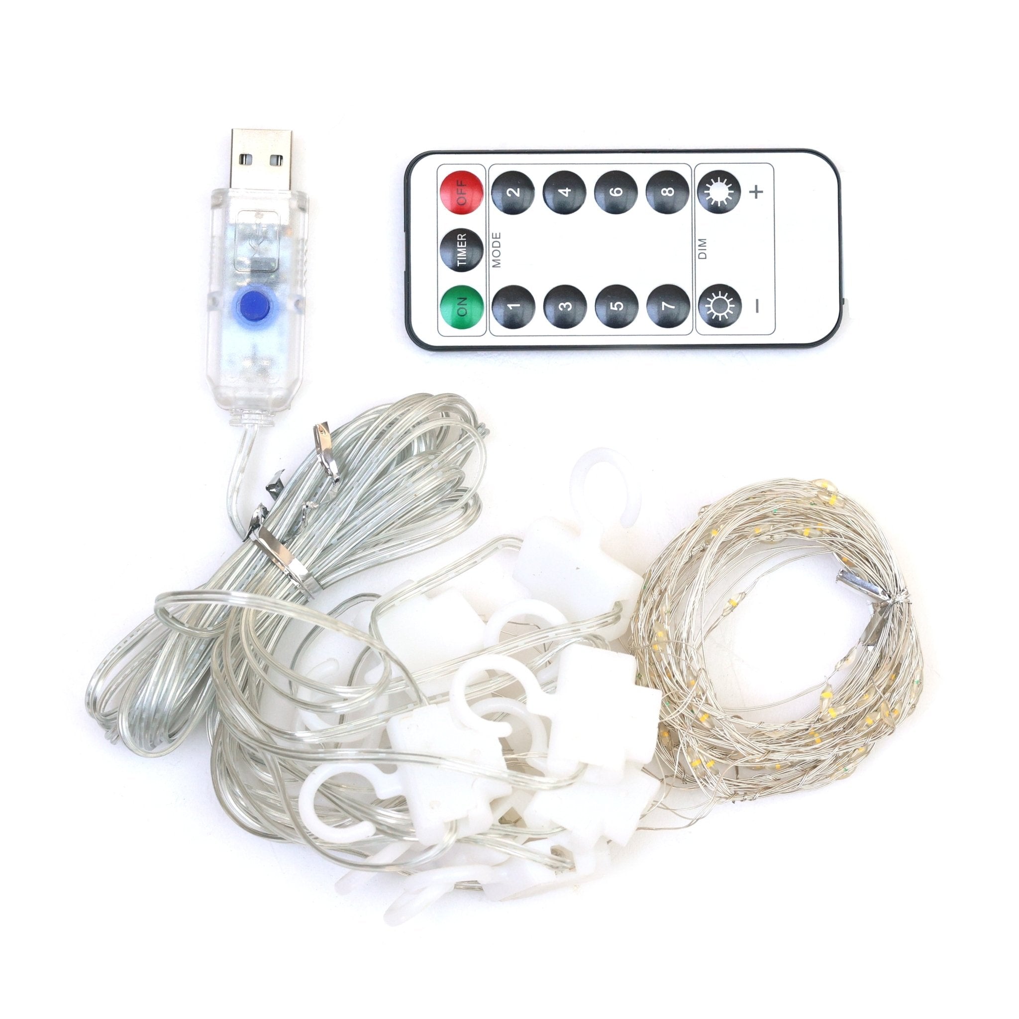 USB Operated Curtain LED Lights with remote control - MODA FLORA Santa's Workshop