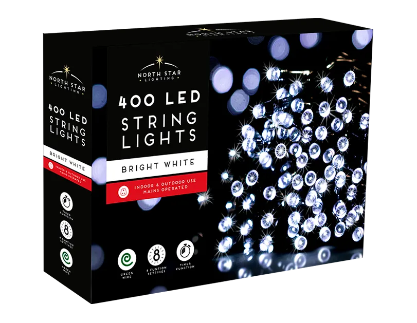 29 meters Bright White LED Mains Operated Christmas Lights 400 Count