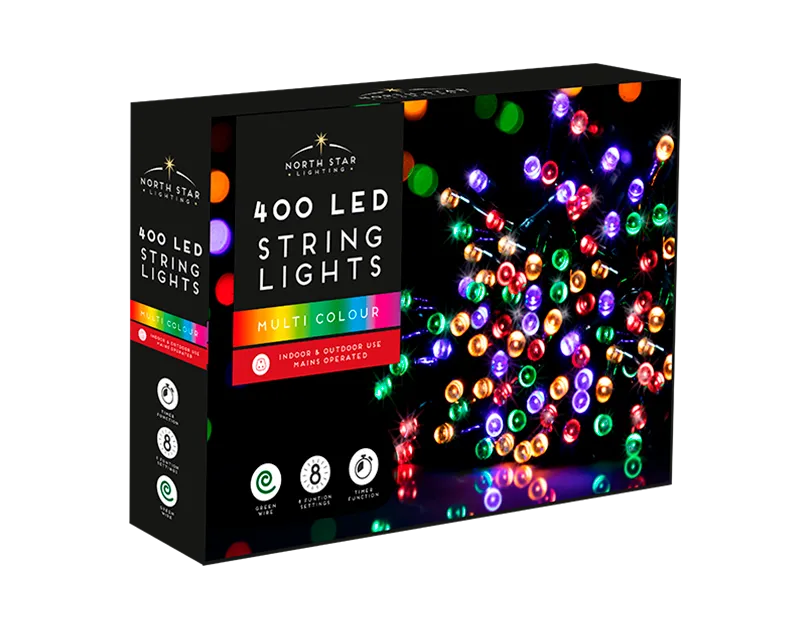 29 meters Multicoloured LED Mains Operated Christmas Lights 400 Count
