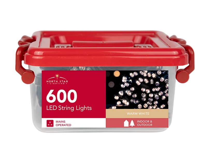 35 meters Warm White LED Mains Operated Christmas Lights 600 Count