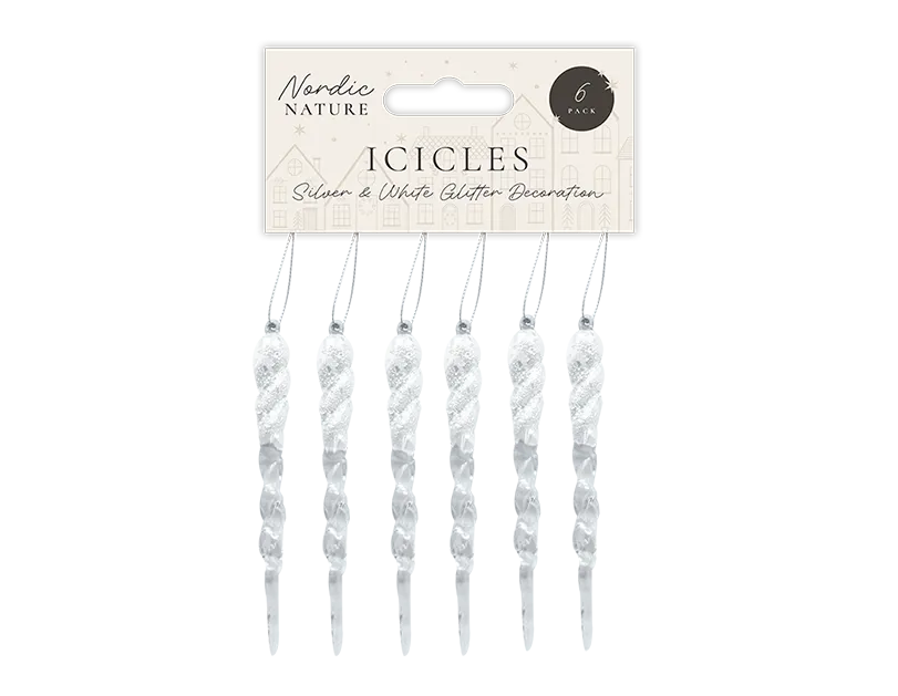 13cm 6pcs Shatterproof Glitter Icicles Ornament