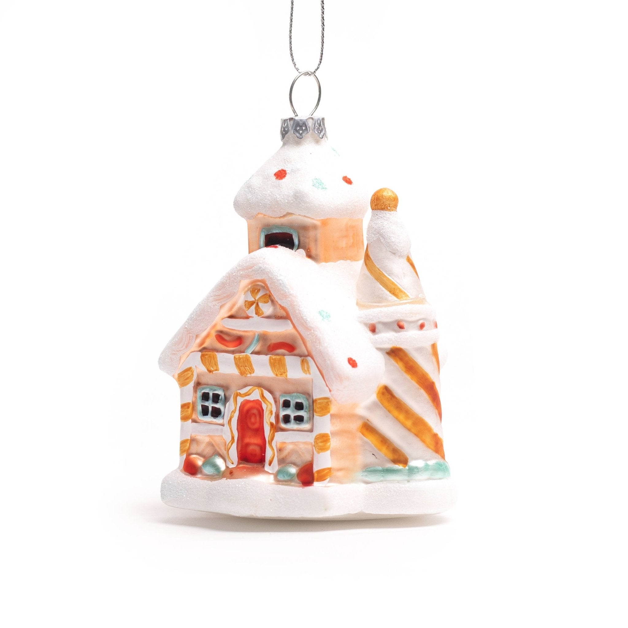 10.5cm Candy House Glass Ornament OGS001 - MODA FLORA Santa's Workshop