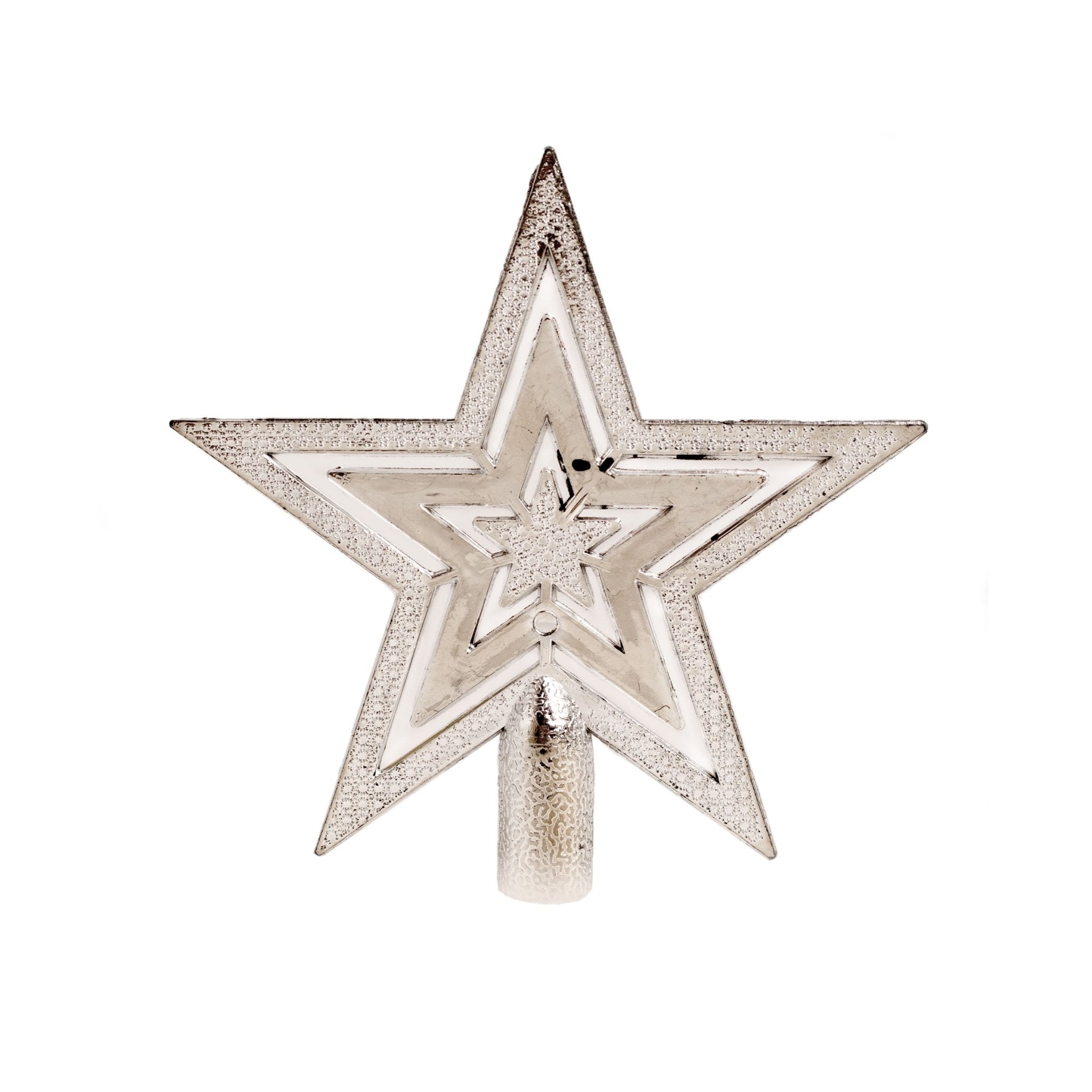 10cm 5 Pointed Star Tree Topper Silver - MODA FLORA Santa's Workshop