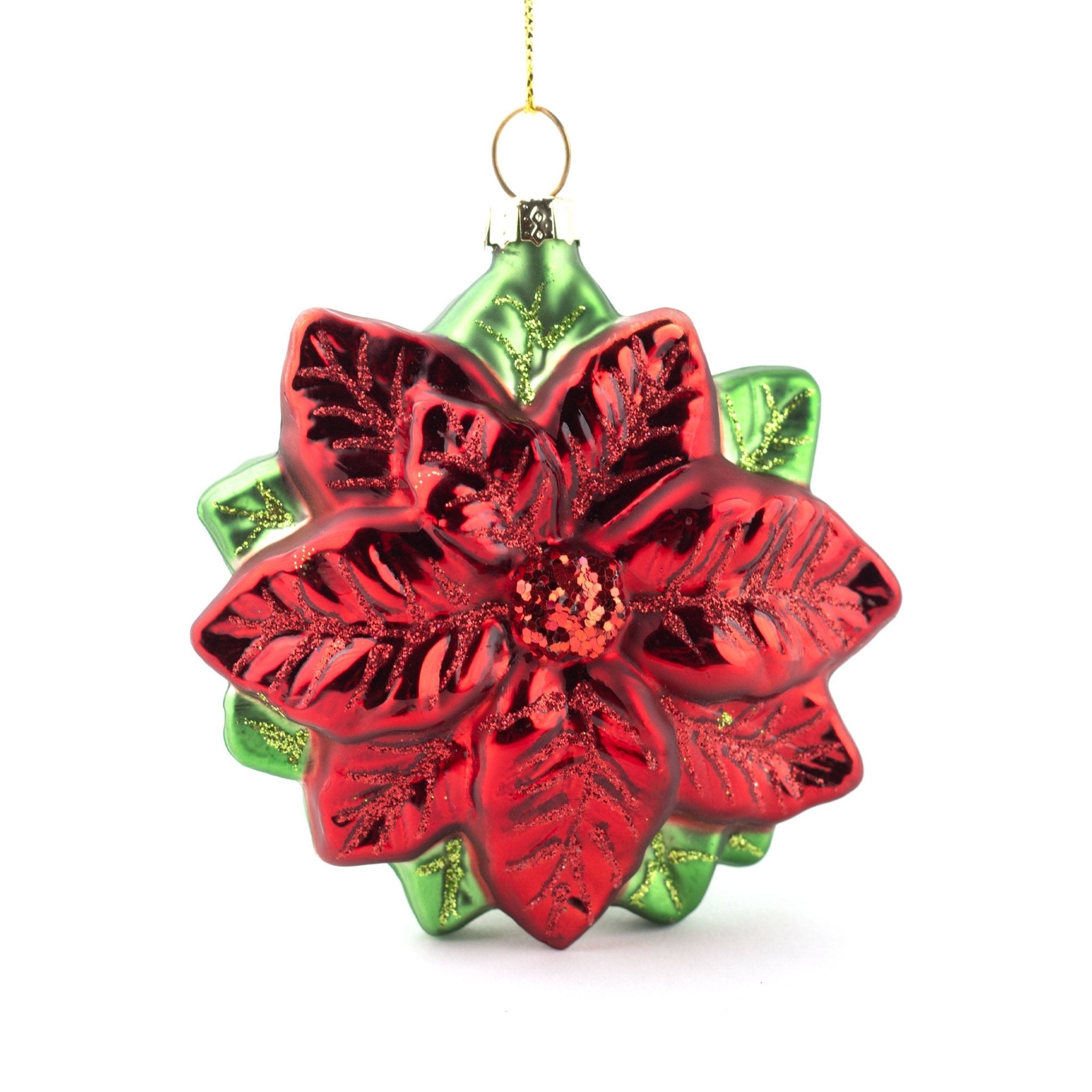 10cm Poinsettia Glass Ornament OGS027 - MODA FLORA Santa's Workshop