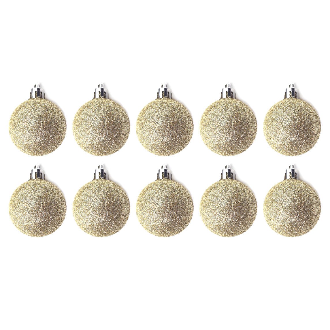 10pcs 4cm Christmas Ornament Glitter Gold - MODA FLORA Santa's Workshop