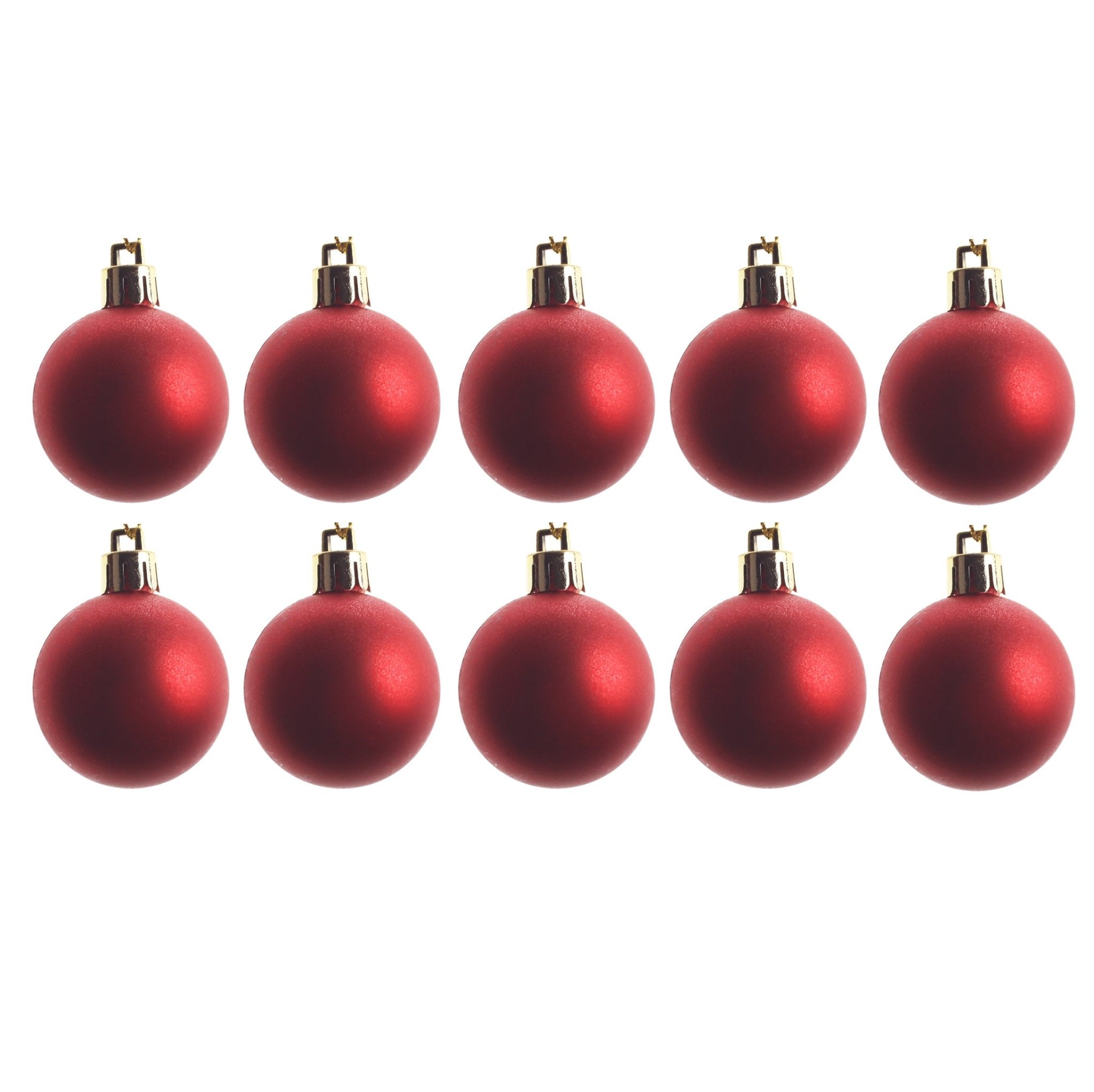 10pcs 4cm Christmas Ornament Matt Red - MODA FLORA Santa's Workshop