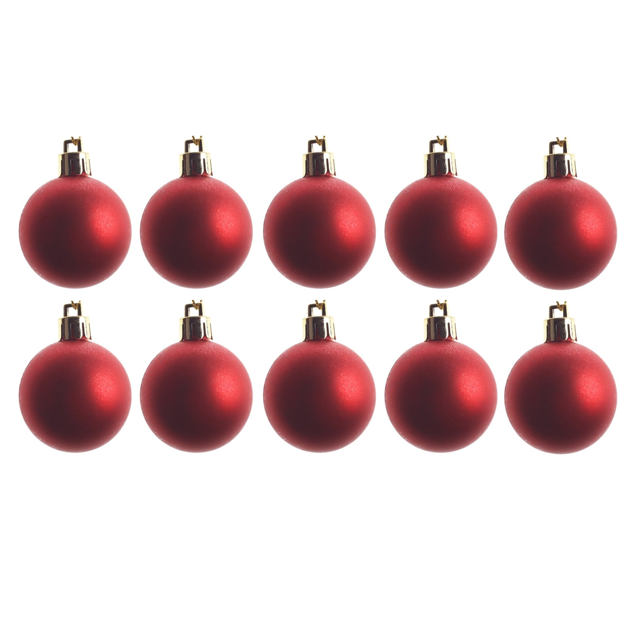 10pcs 4cm Christmas Shatterproof Ornament Matt Red - MODA FLORA Santa's Workshop