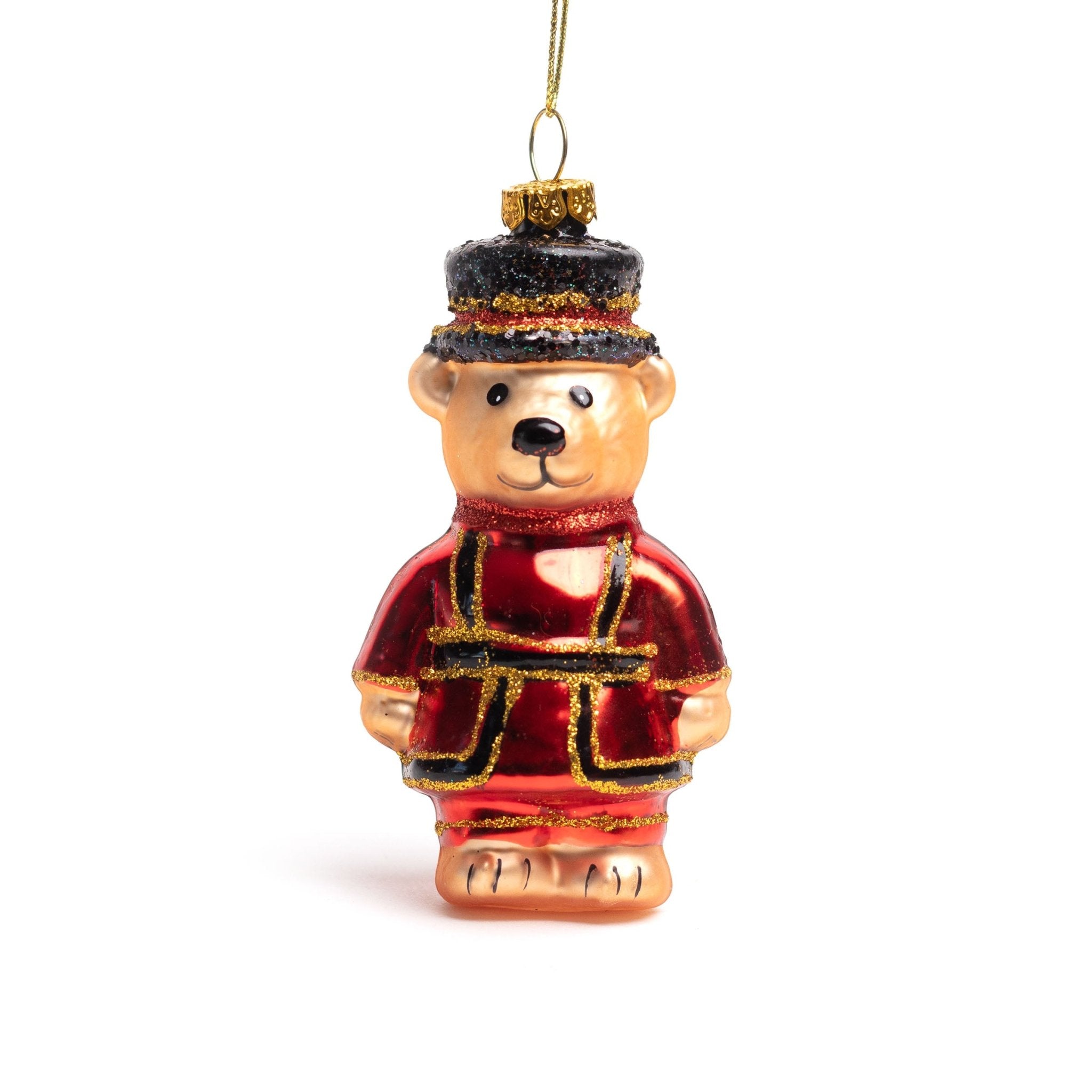 11.5cm Doorman Teddy Bear Glass Ornament OGS003 - MODA FLORA Santa's Workshop
