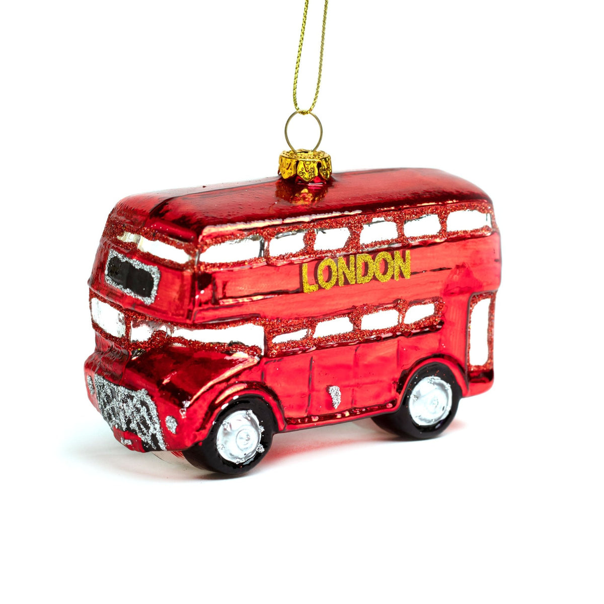 11cm London Bus Glass Ornament OGS016 - MODA FLORA Santa's Workshop