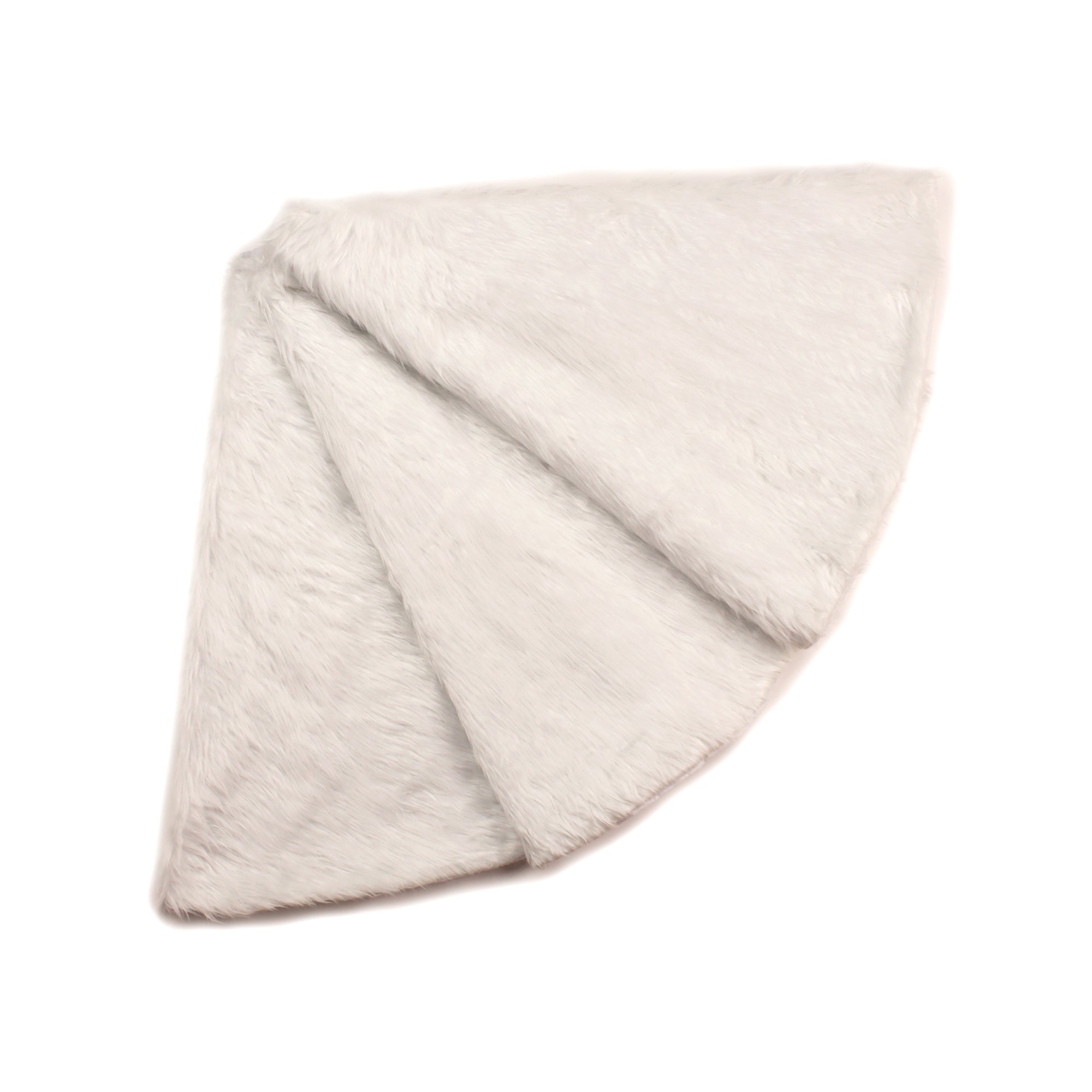 120cm Faux Fur Christmas Tree Skirt White 120004 - MODA FLORA Santa's Workshop