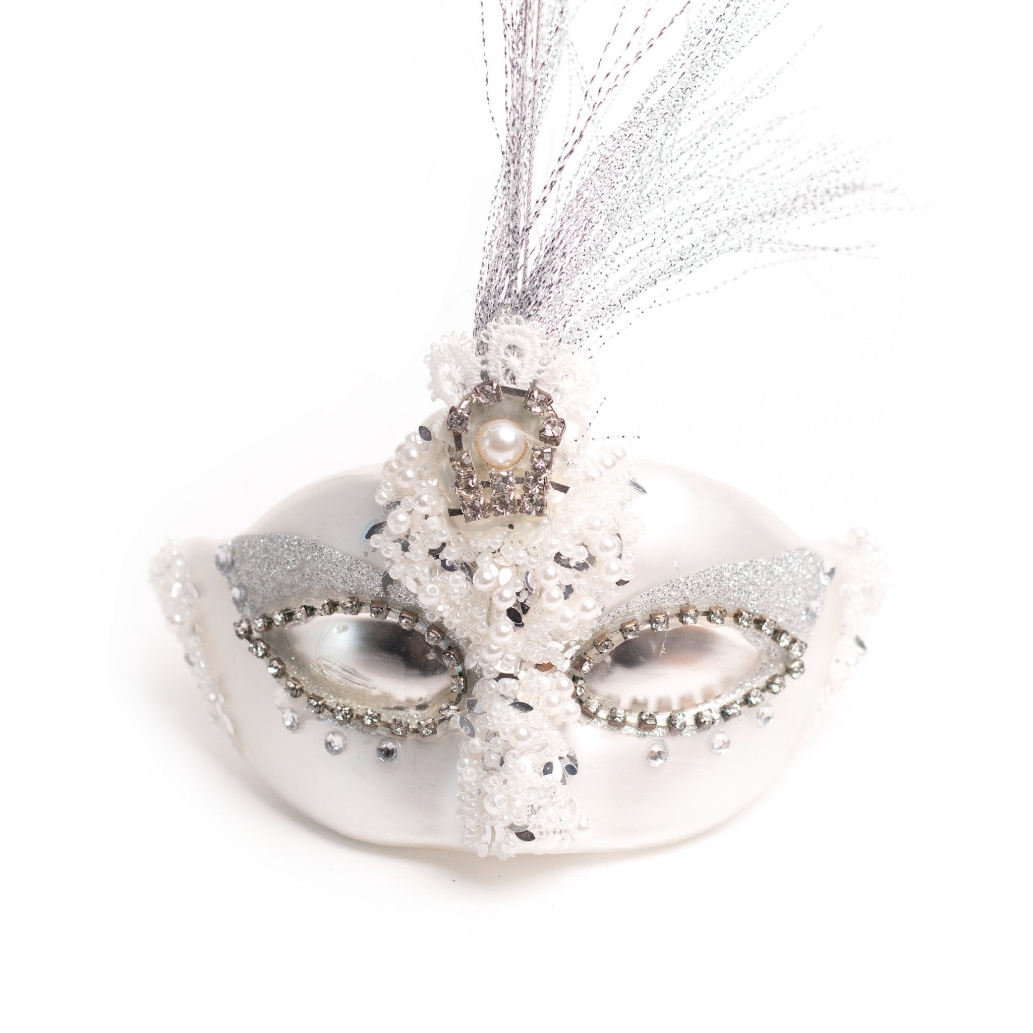 12cm Masquerade Mask Glass Ornament OGS023 - MODA FLORA Santa's Workshop
