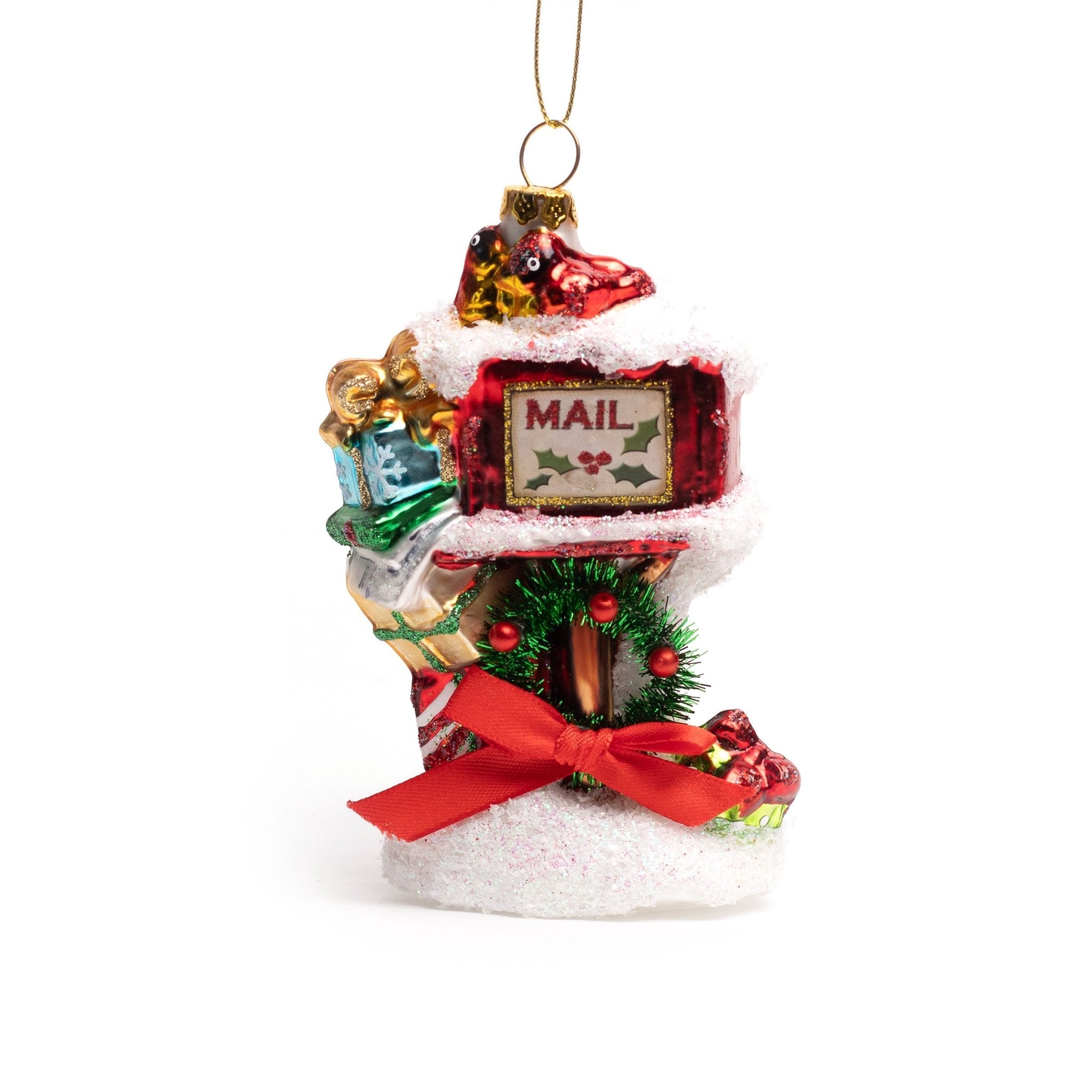 13cm Santa Mailbox Glass Ornament OGS014 - MODA FLORA Santa's Workshop