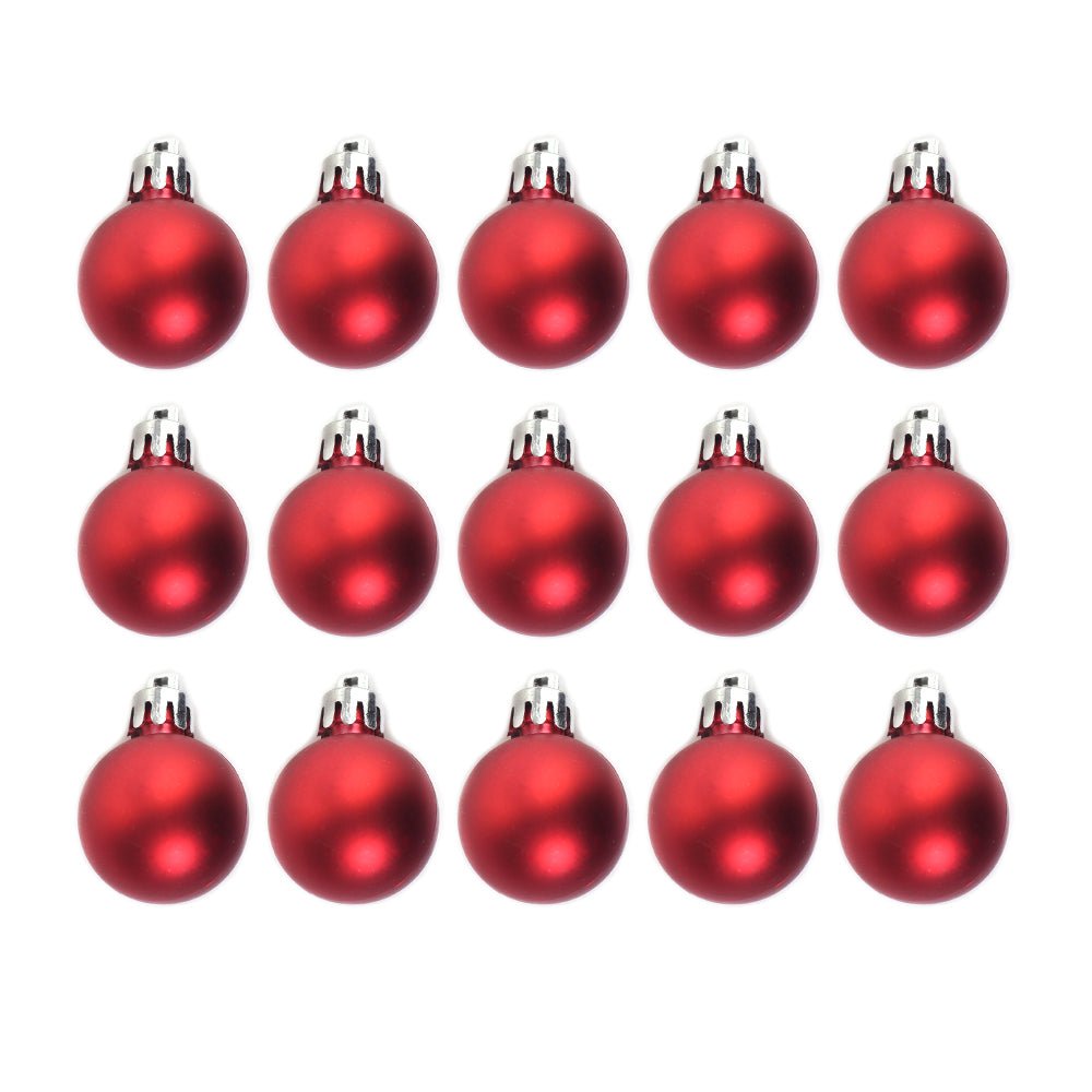 15pcs 3cm Christmas Ornament Matt Red - MODA FLORA Santa's Workshop