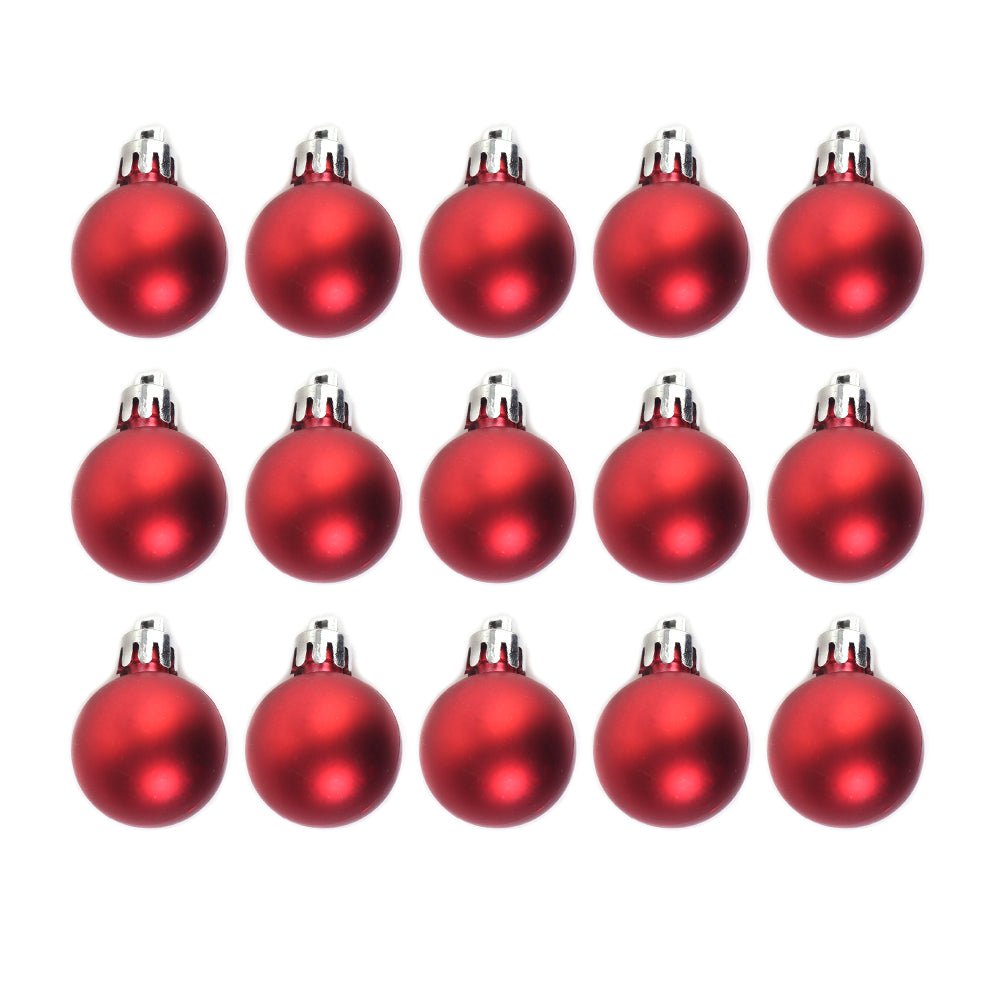 15pcs 3cm Christmas Shatterproof Ornament Matt Red - MODA FLORA Santa's Workshop