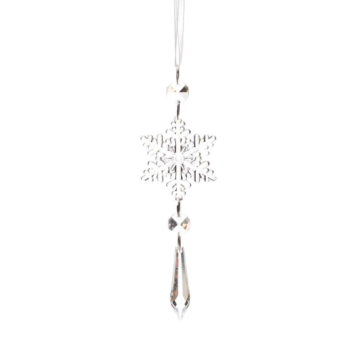 16cm Clear Snowflake Icicle Shatterproof Ornament 01101 - MODA FLORA Santa's Workshop