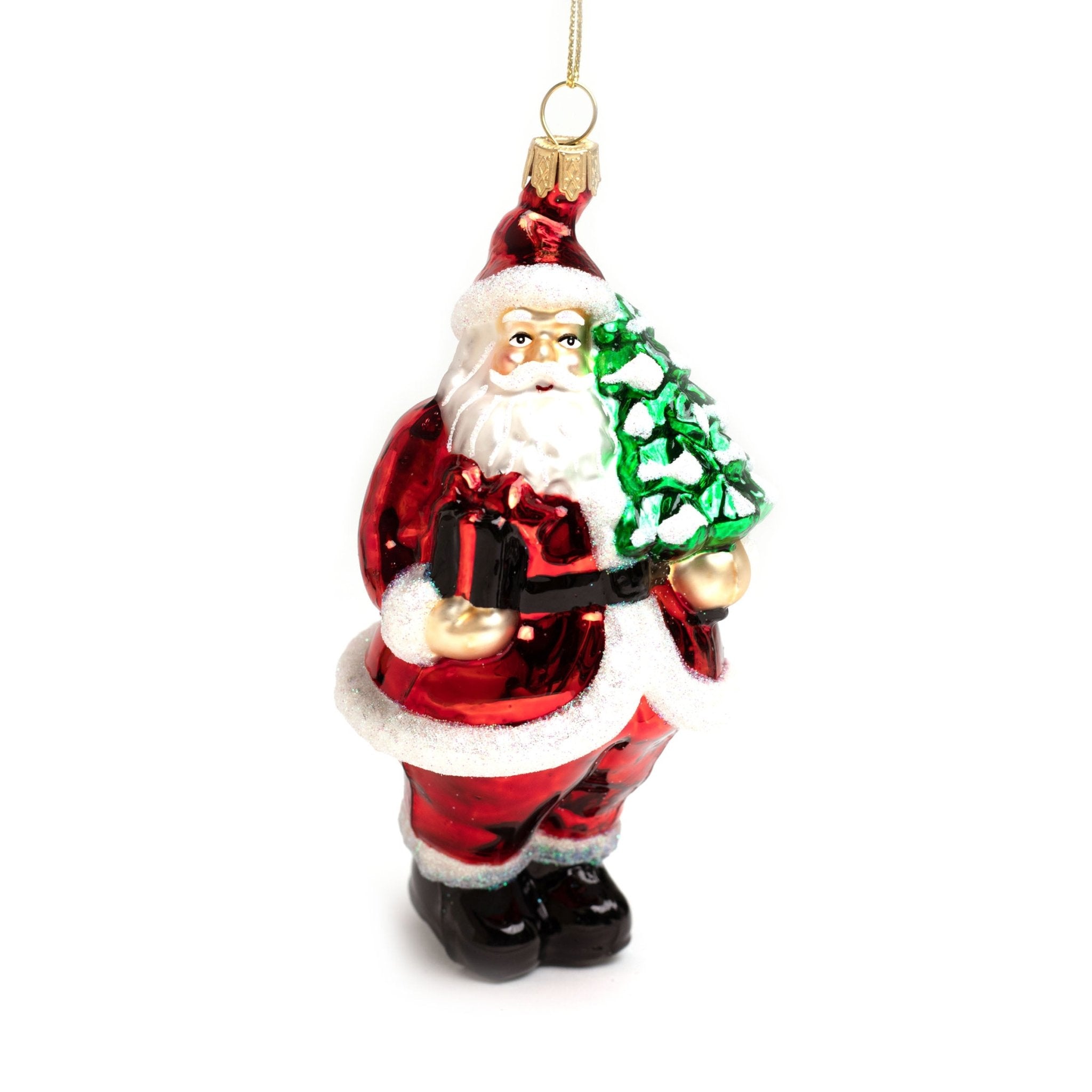 16cm Santa Claus Christmas Tree Glass Ornament OGS017 - MODA FLORA Santa's Workshop