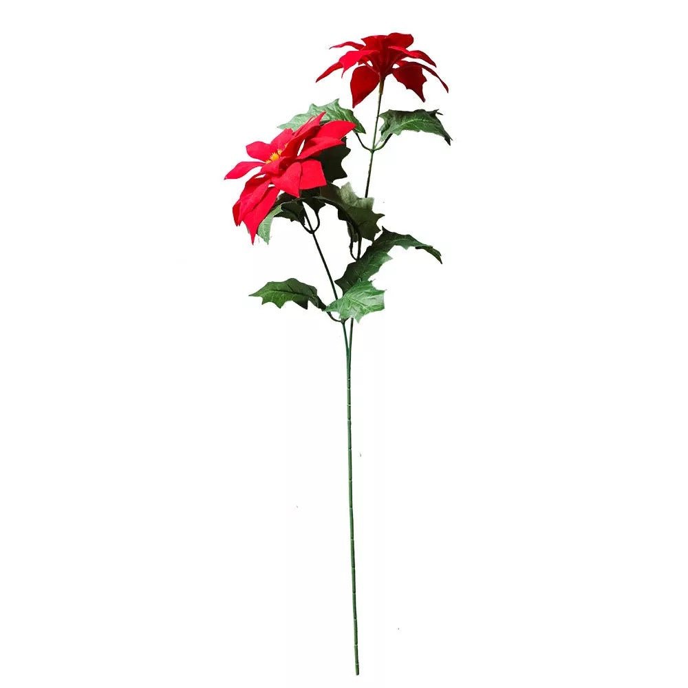 58cm Faux Poinsettia Red Velvet Flower - MODA FLORA Santa's Workshop