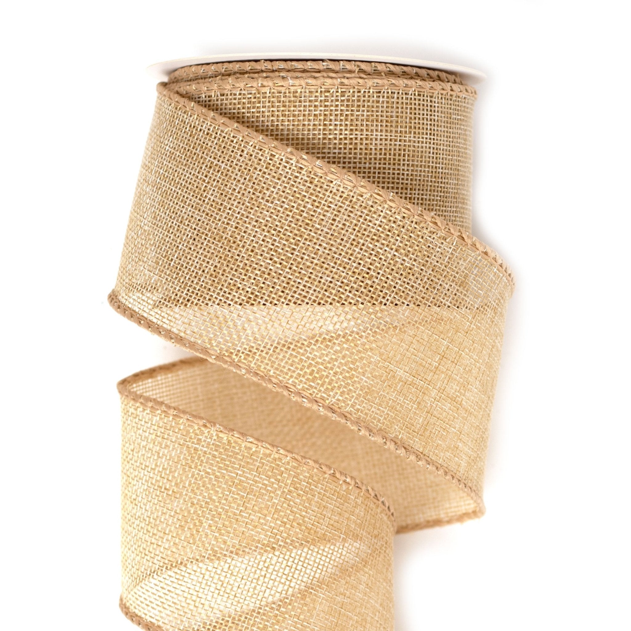 63mm x 9M Faux Jute Burlap Wired Ribbon 6309020