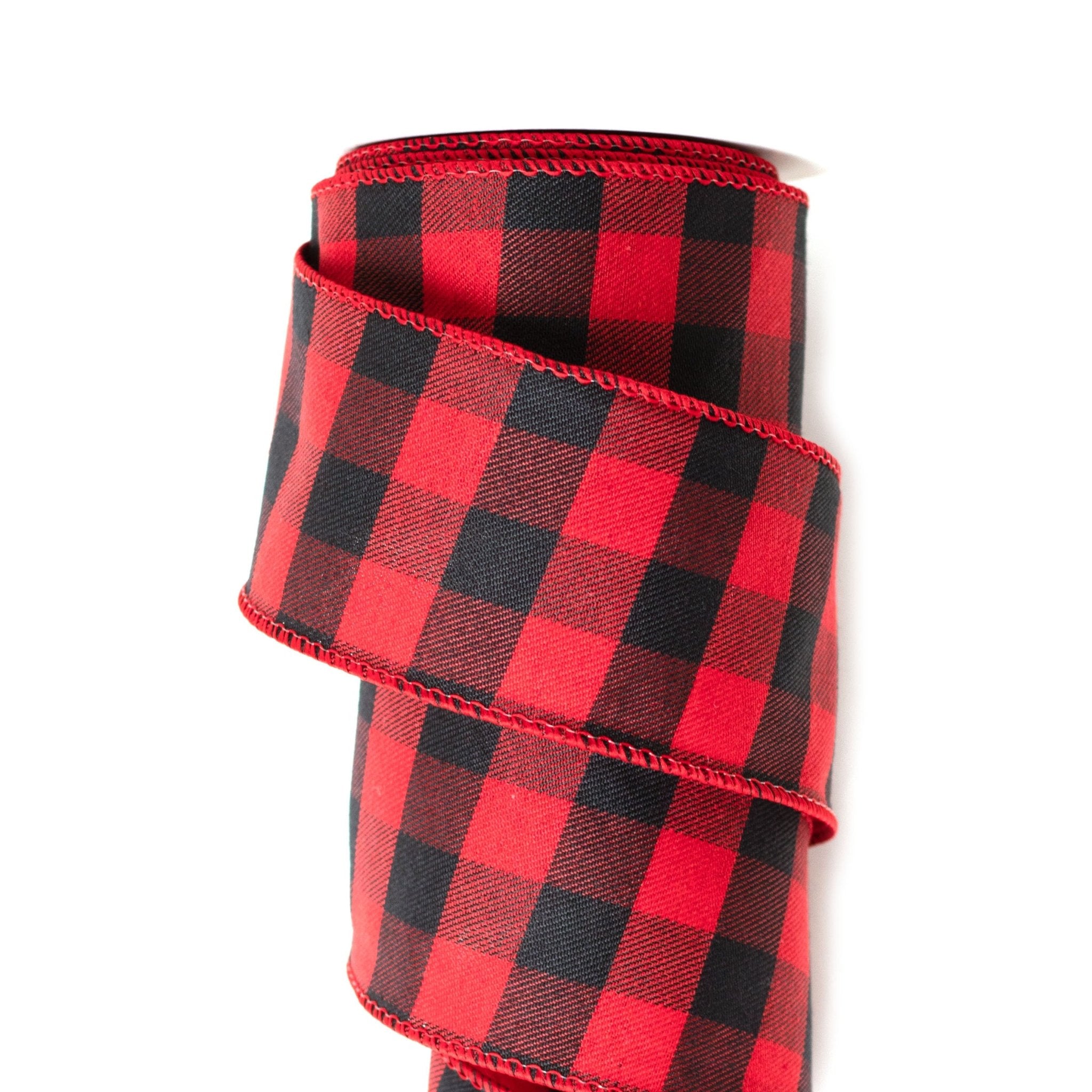 63mm x 9M Red Buffalo Plaid Wired Ribbon 6309017 - MODA FLORA Santa's Workshop