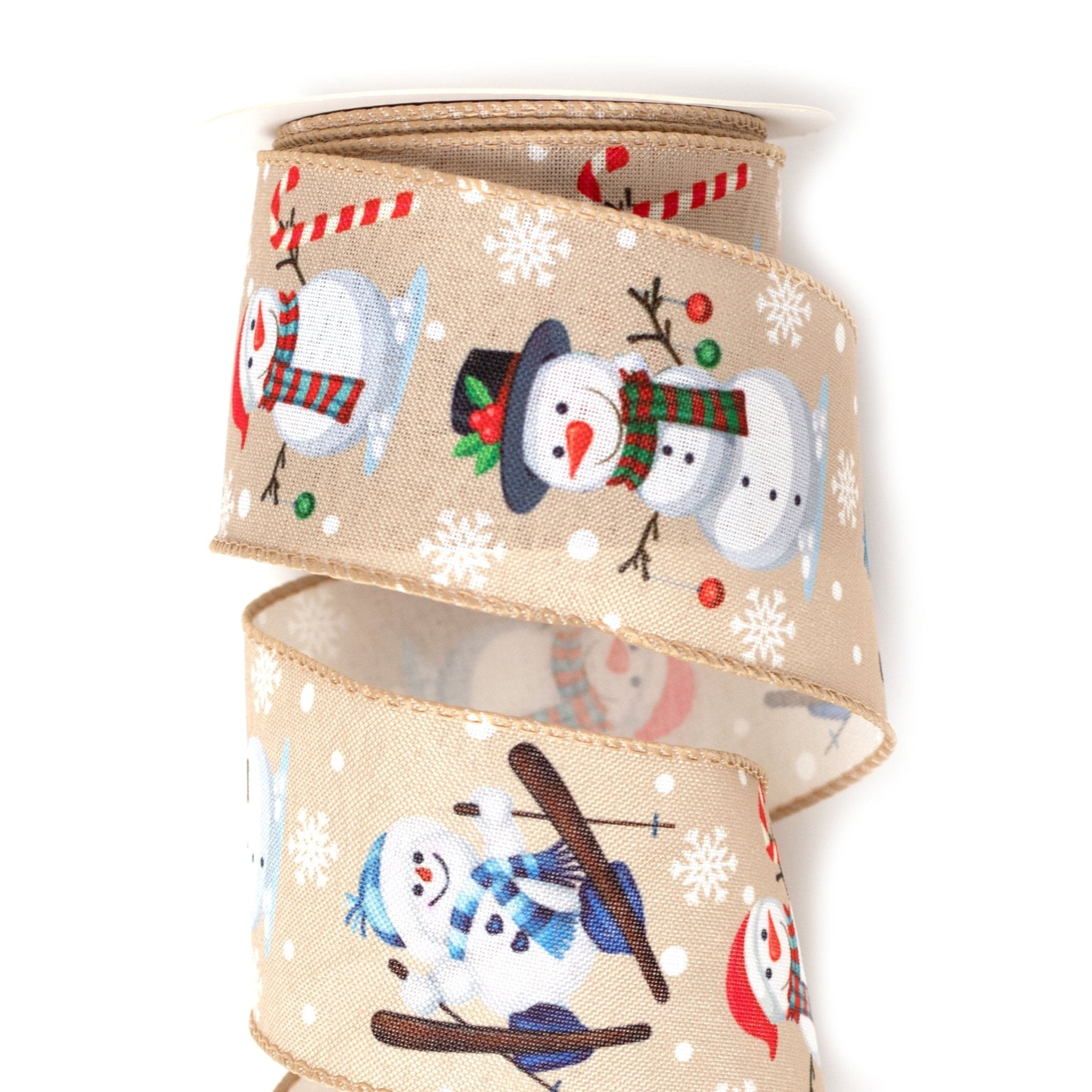 63mm x 9M Snowman Wired Ribbon 6309013 - MODA FLORA Santa's Workshop