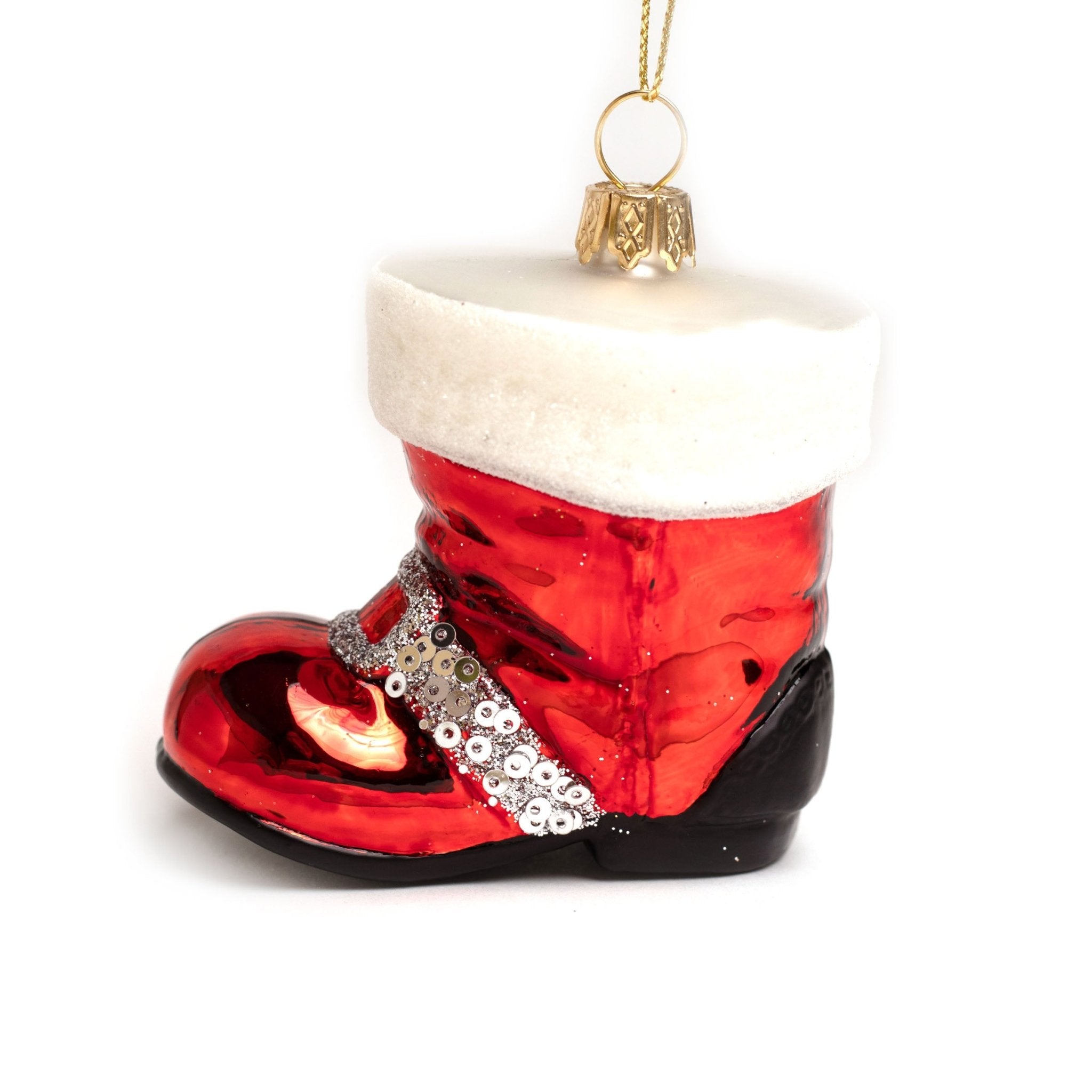 9cm Santa Claus Boot Glass Ornament OGS021 - MODA FLORA Santa's Workshop