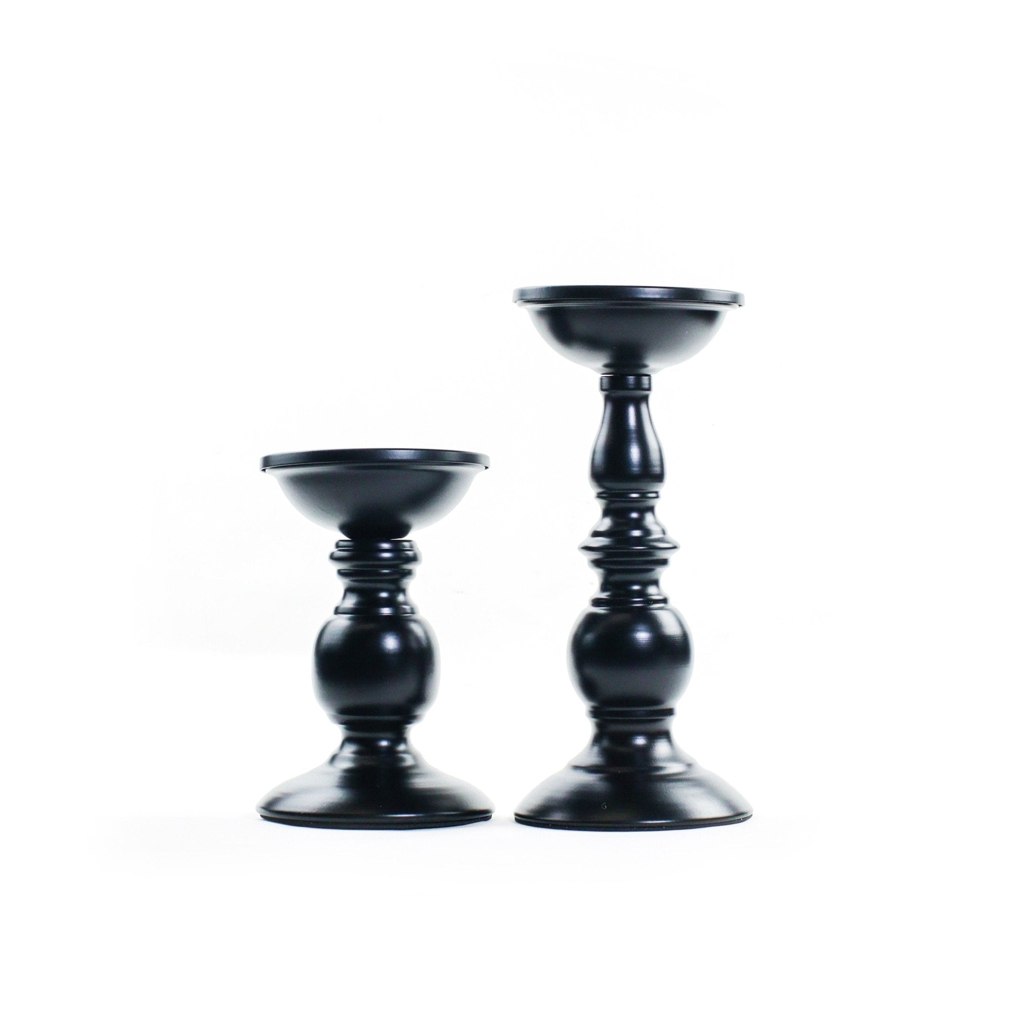 Black Candle Holders (Set of 2) - MODA FLORA Santa's Workshop