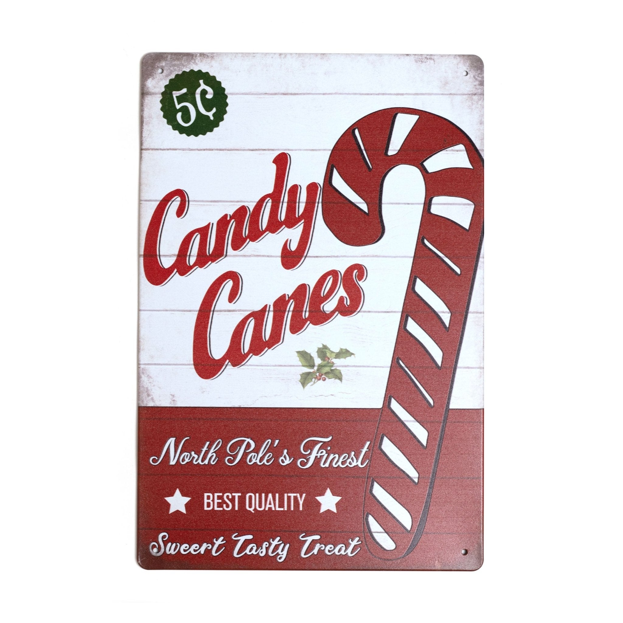 Candy Cane Metal Sign 20x30cm 2030007 - MODA FLORA Santa's Workshop