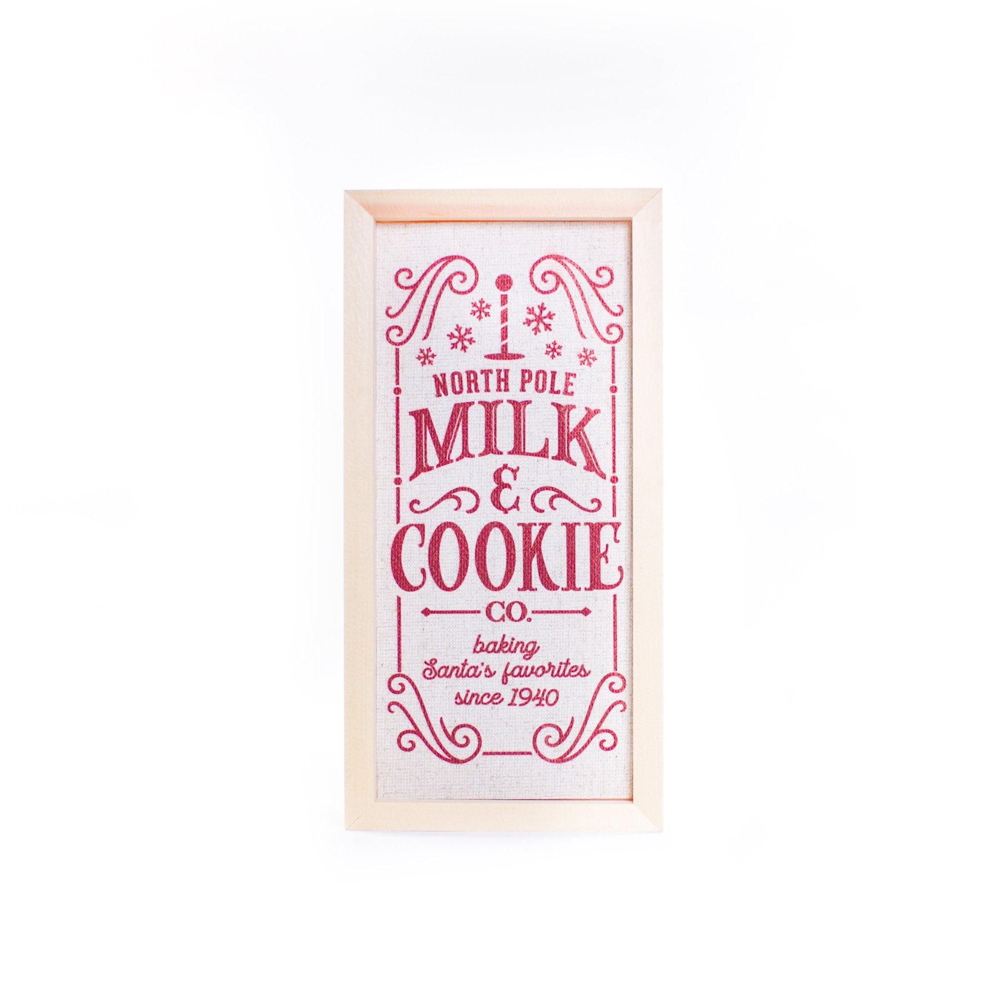 Christmas Sign Milk & Cookies 15x30cm - MODA FLORA Santa's Workshop