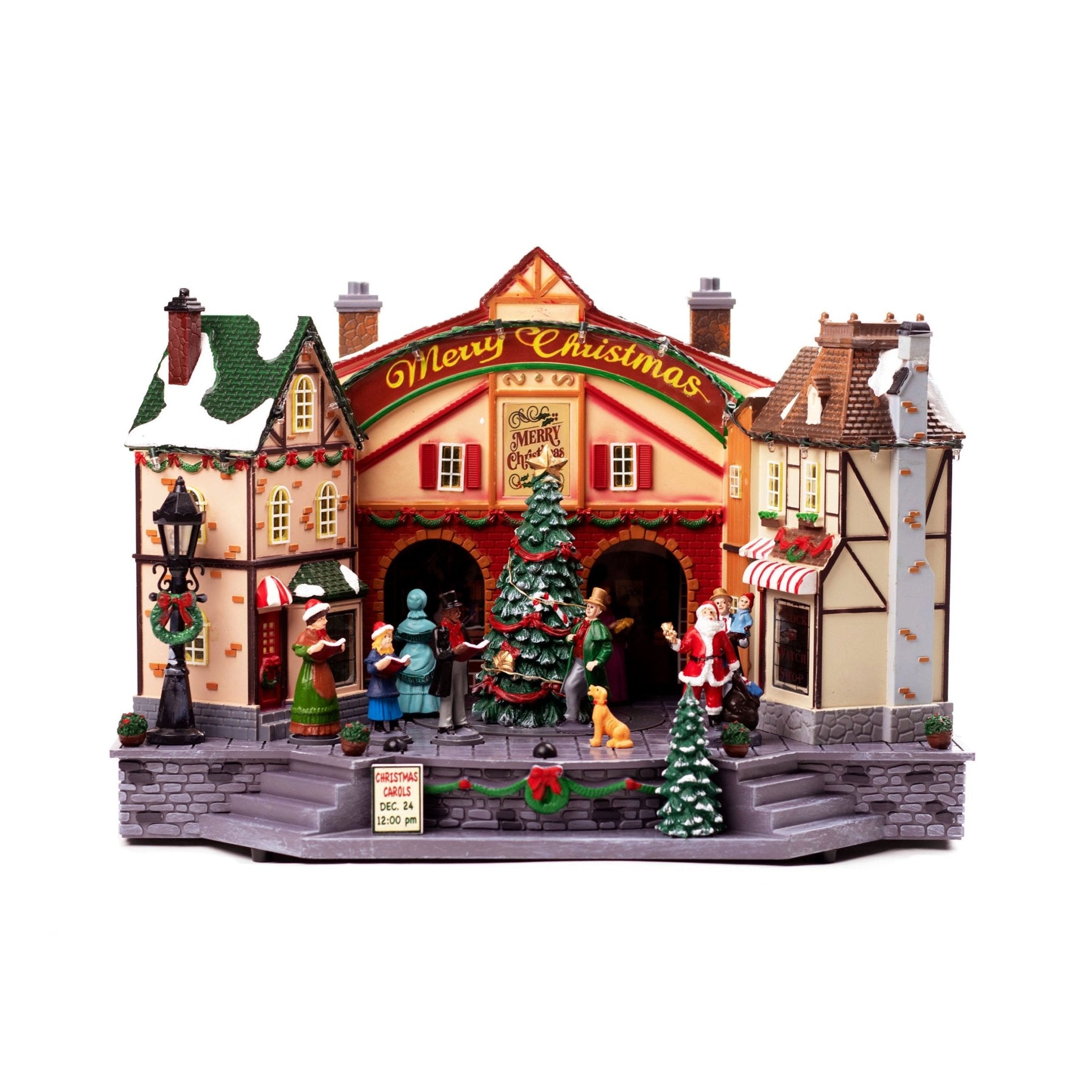 City Plaza Musical Village with Christmas Carols CVL003 (Last 1 Left) - MODA FLORA Santa's Workshop