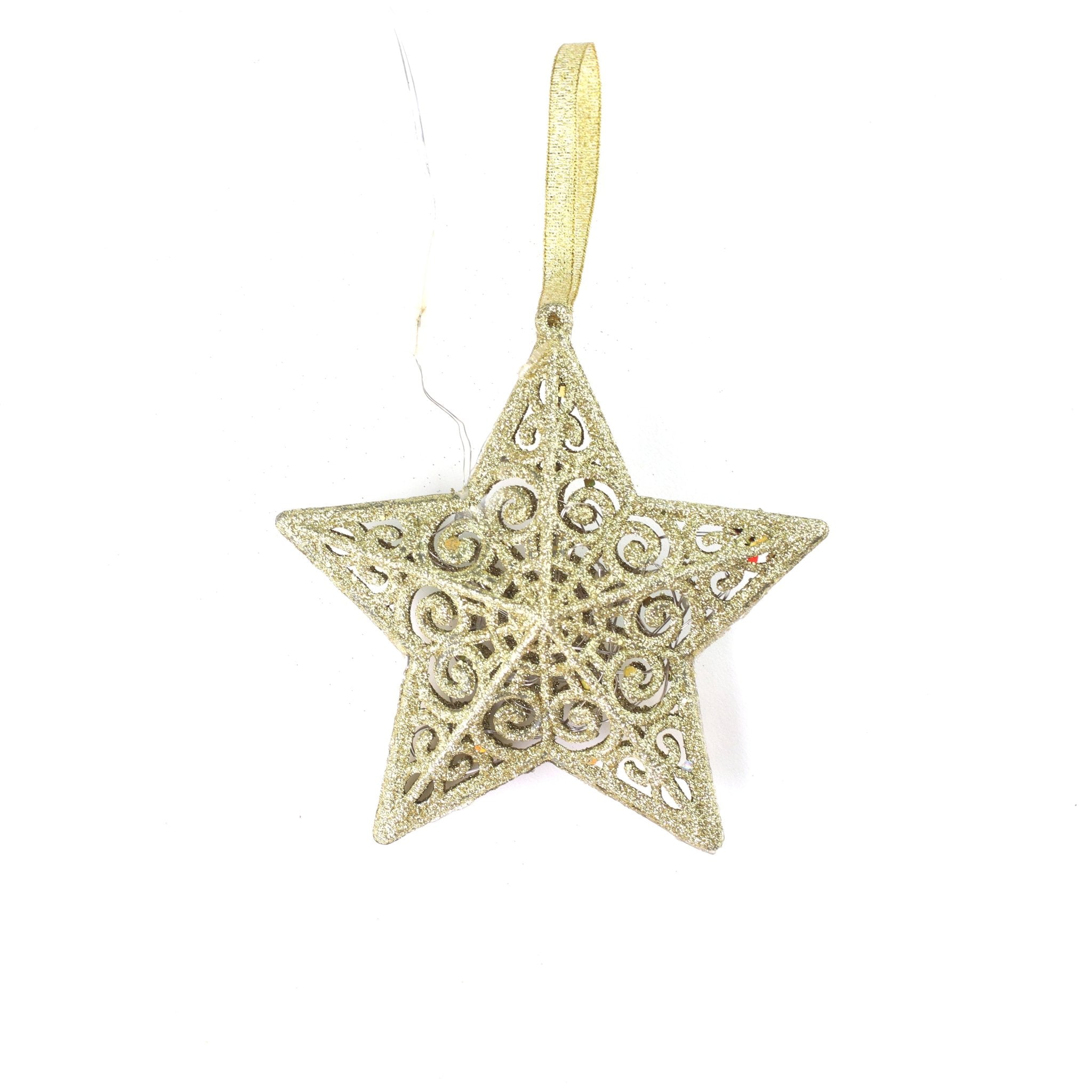 Glitter Star lantern Ornament with LED light - MODA FLORA Santa's Workshop