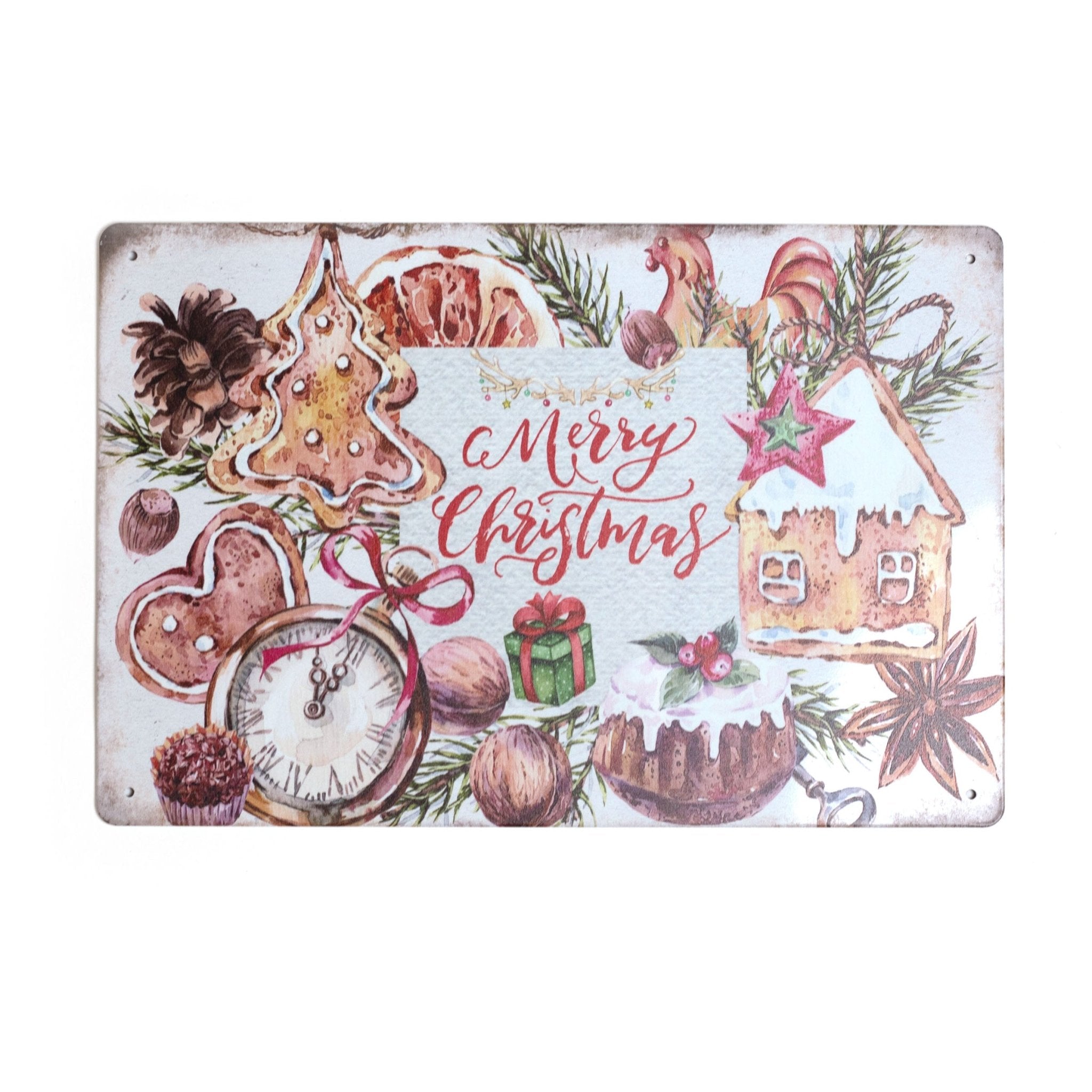 Merry Christmas Gingerbread Metal Sign 20x30cm 2030001 - MODA FLORA Santa's Workshop