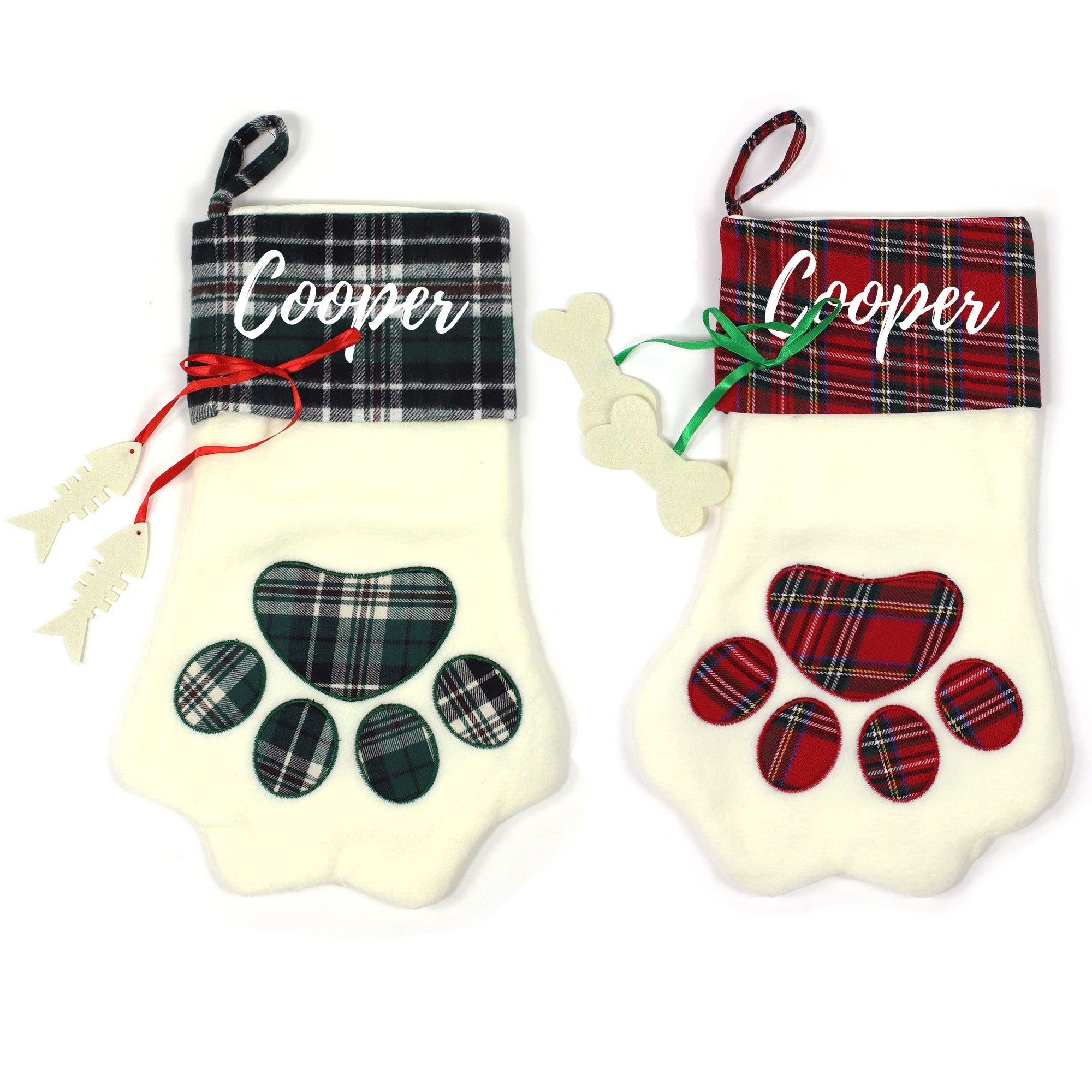 Personalised Christmas Stocking Paw 1pc - MODA FLORA Santa's Workshop