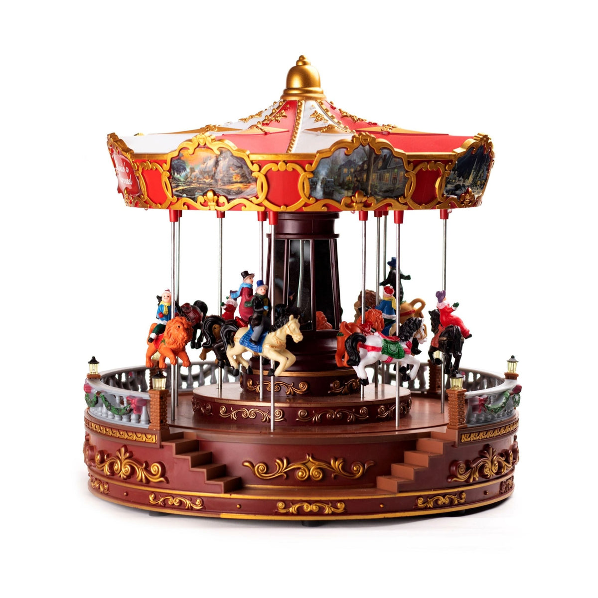 Premium Animated Christmas Musical Carousel CVL002 - MODA FLORA Santa's Workshop