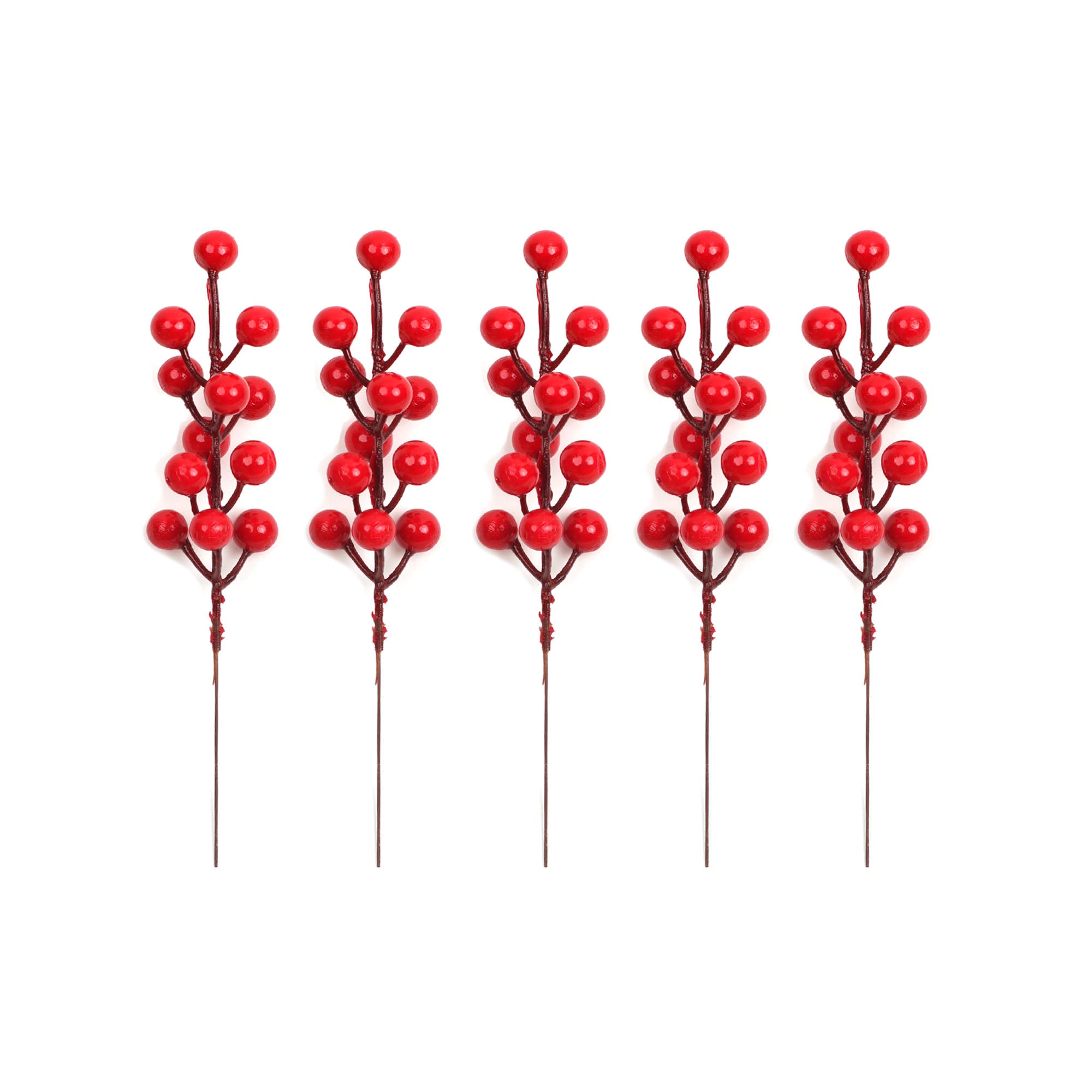 Red berries branches 5 pcs - MODA FLORA Santa's Workshop