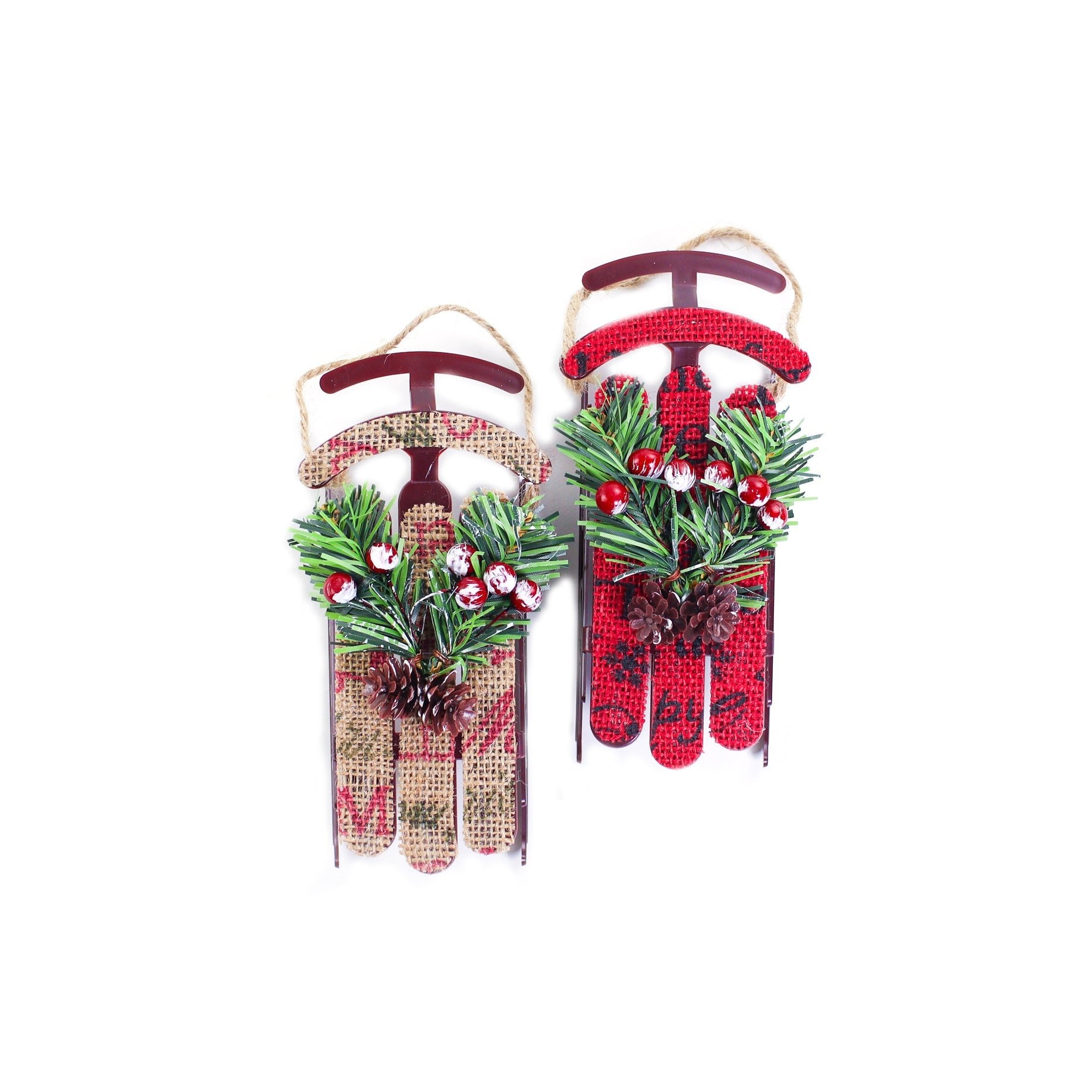 Rustic Sled Ornament 1 pc - MODA FLORA Santa's Workshop