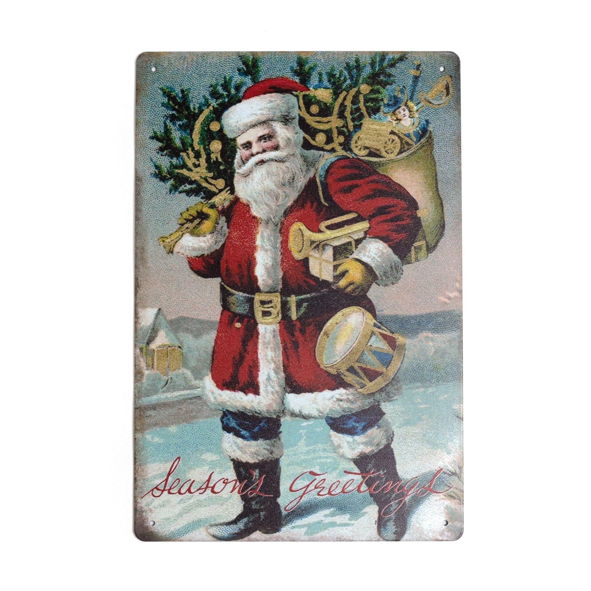 Santa Claus Metal Sign 20x30cm 2030006 - MODA FLORA Santa's Workshop