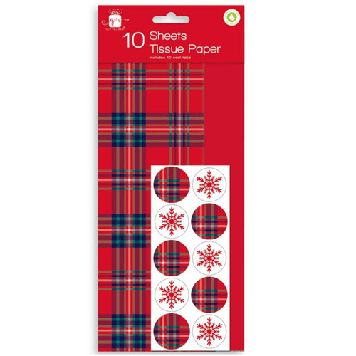 10 Sheets of Tartan Tissue Paper WRP002 - MODA FLORA Santa's Workshop